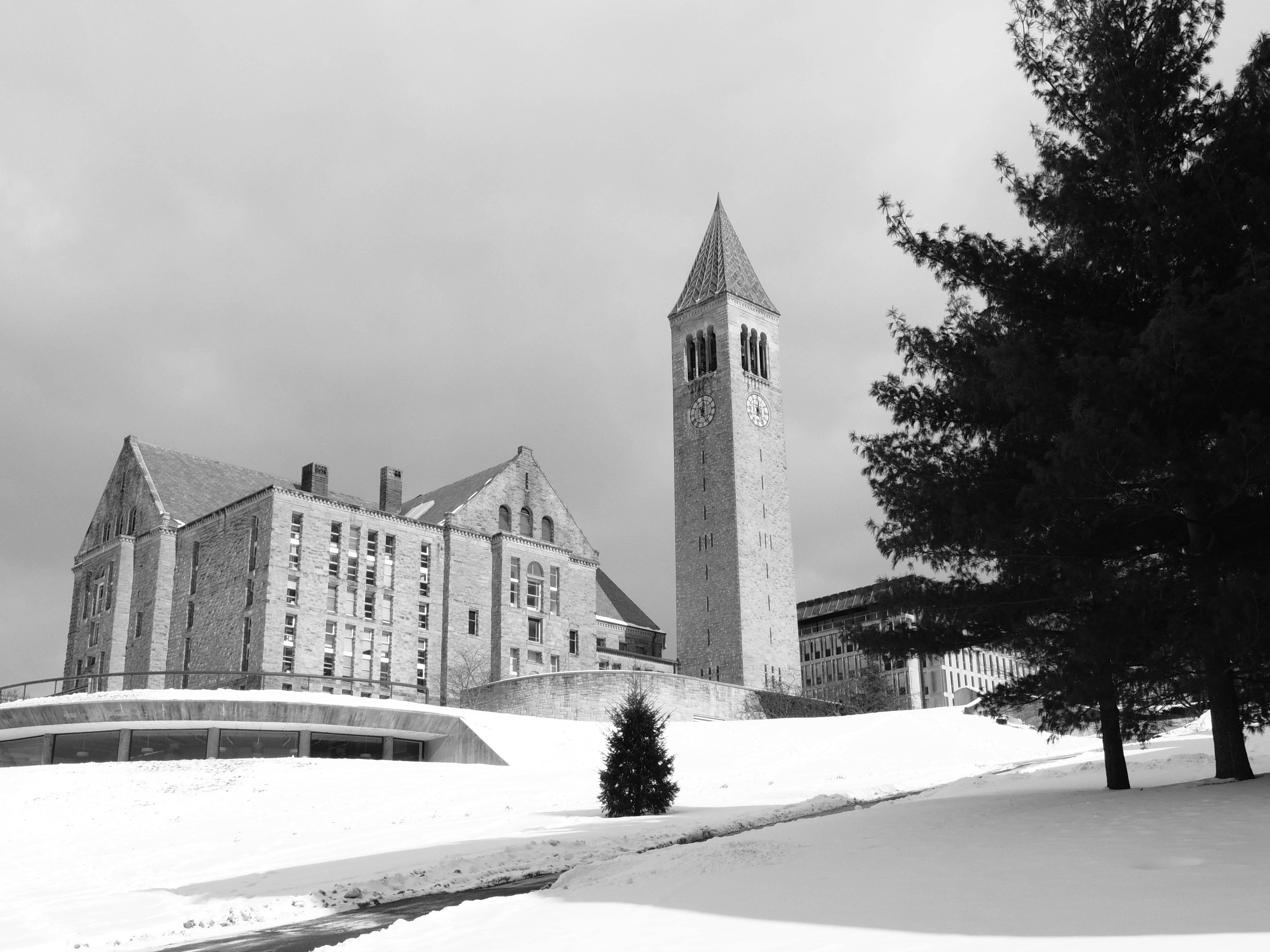 Cornell University, stone university building, tall clock tower, 4K Desktop Wallpaper