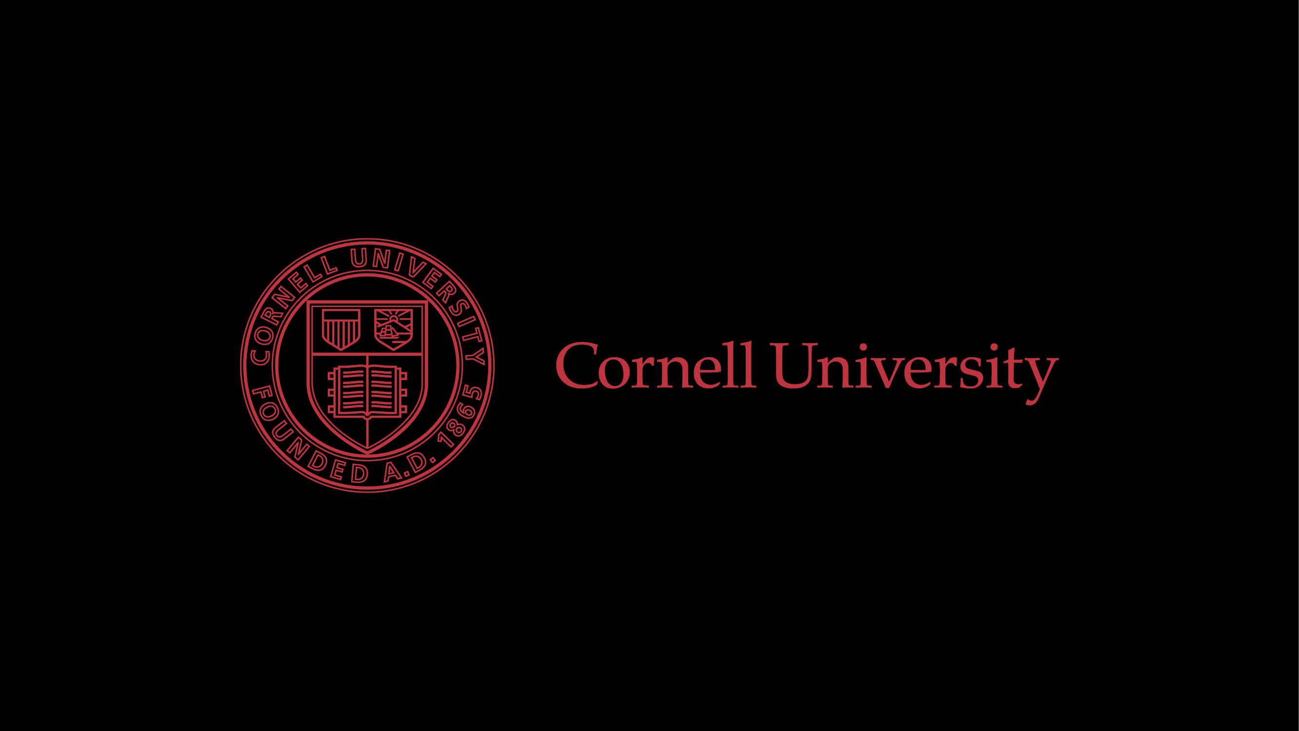 Cornell University, red outline, black background, 2K Desktop Wallpaper