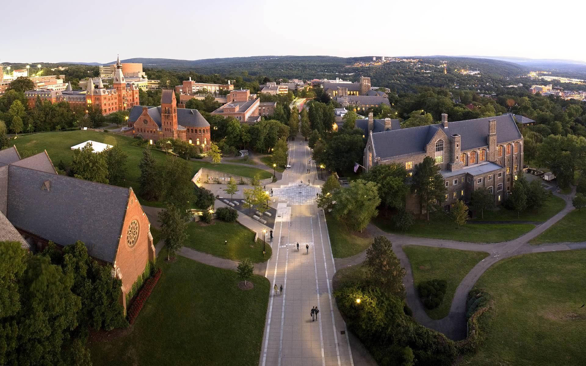 Cornell University, campus, aerial view, Full HD Desktop Wallpaper