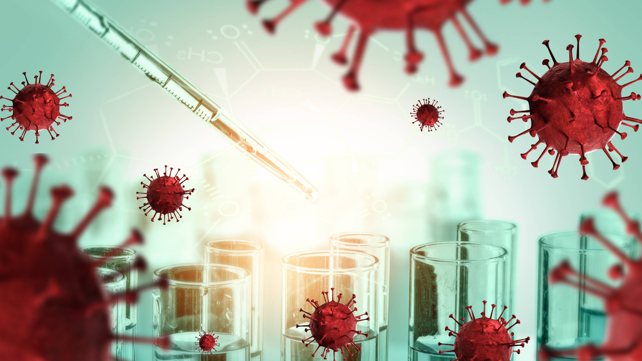 vivid red, coronavirus, 3d, 2K Desktop Wallpaper