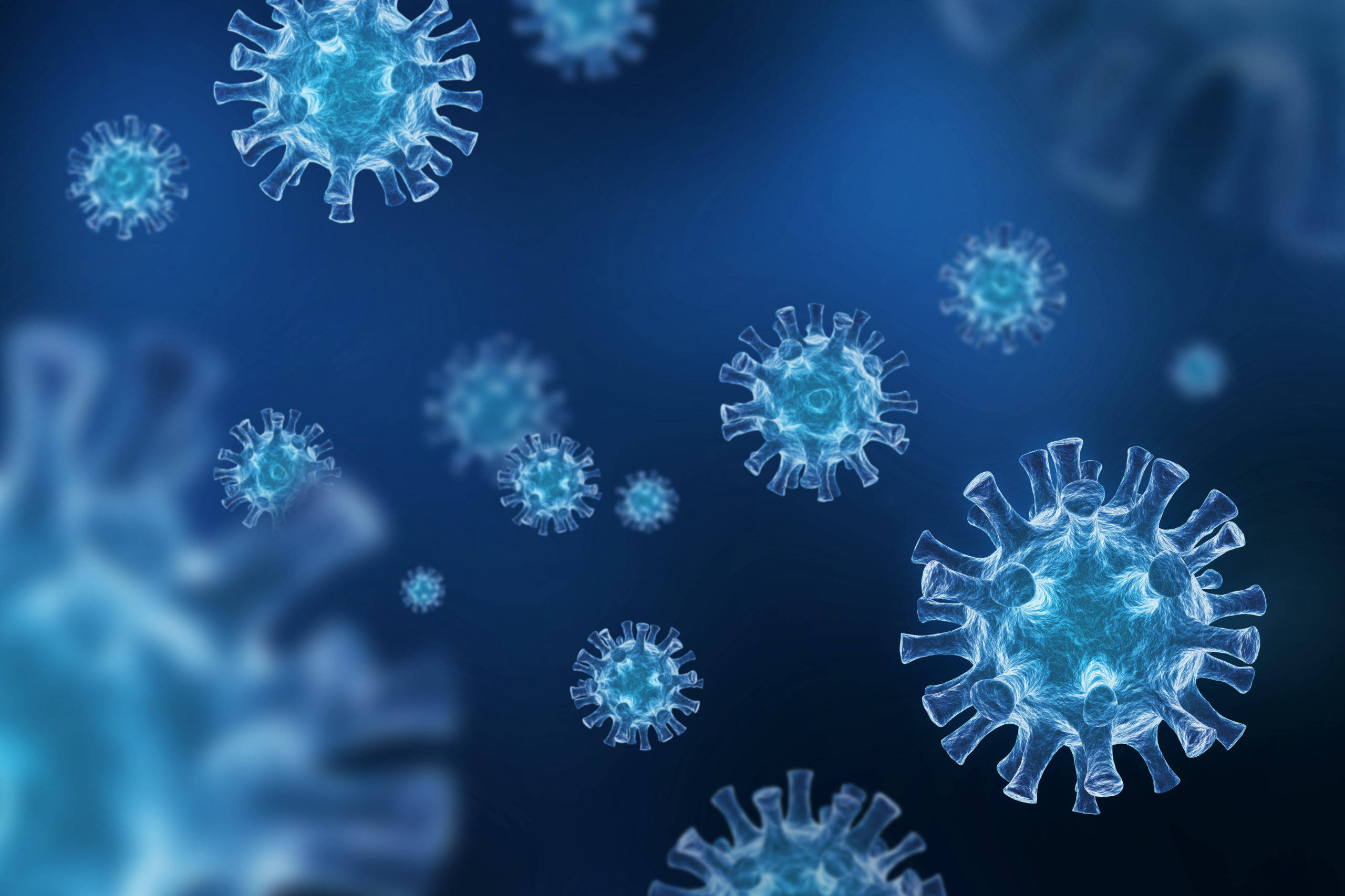 coronavirus, translucent blue, glowing blue, 2K Desktop Wallpaper