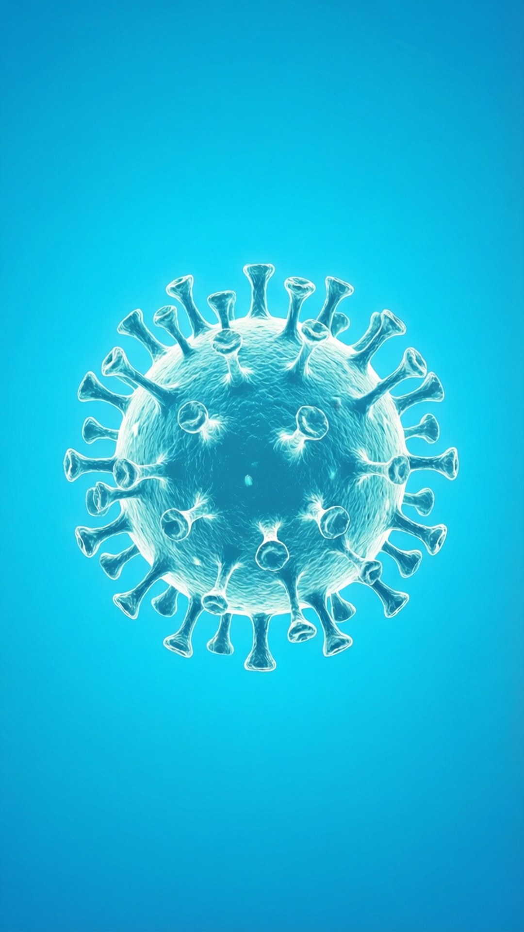 virus particle, spike proteins, solid blue background, Full HD Phone Wallpaper