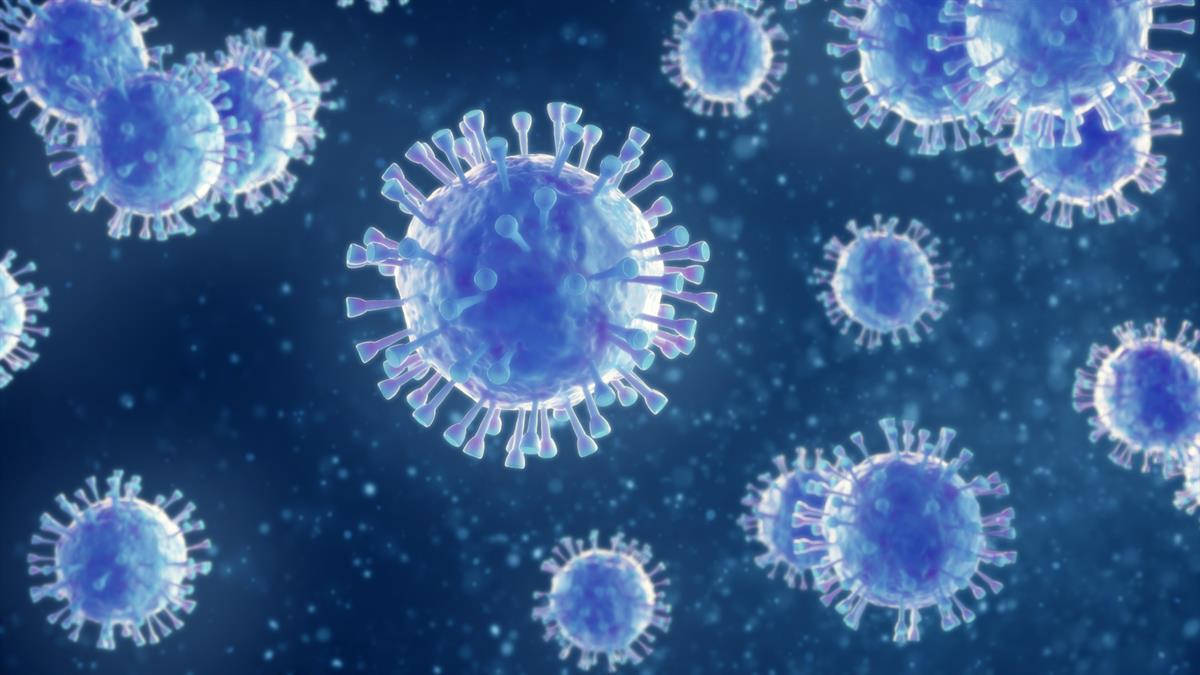 coronavirus, luminous purple, blue virus particles, SD Desktop Wallpaper