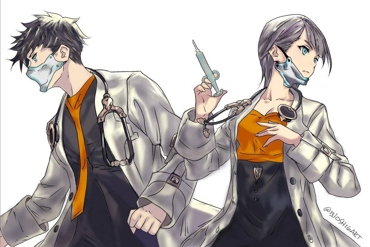 Coronavirus, anime doctors, white coats, SD Desktop Wallpaper