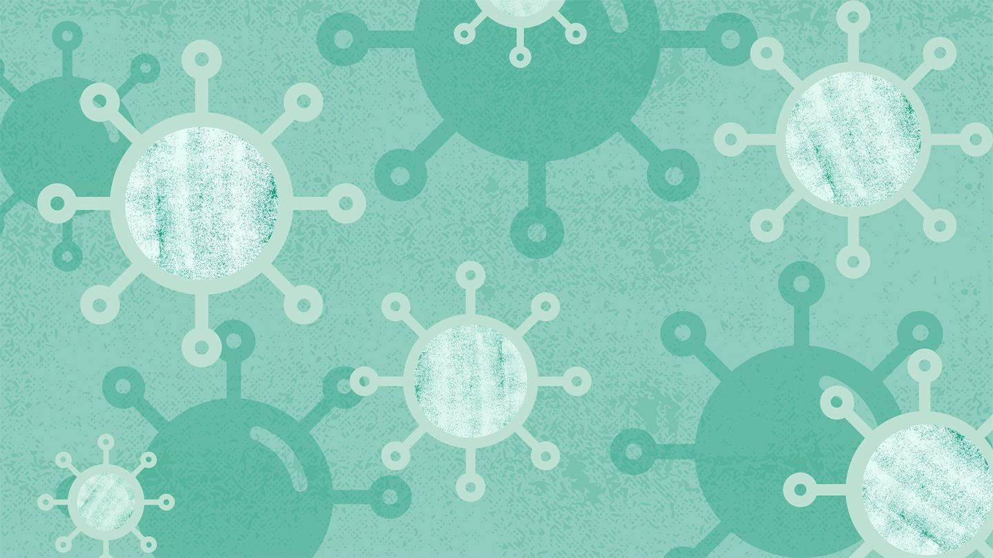 Coronavirus, DNA, teal background, HD Desktop Wallpaper
