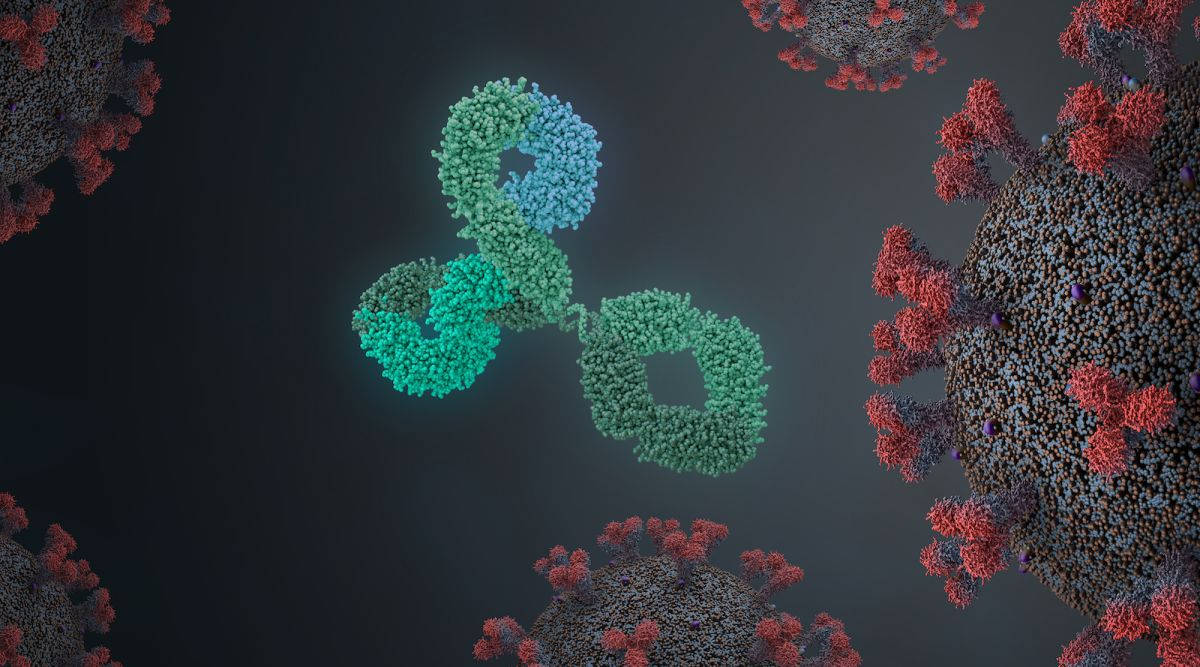 coronavirus, DNA, glowing green antibody, SD Desktop Wallpaper