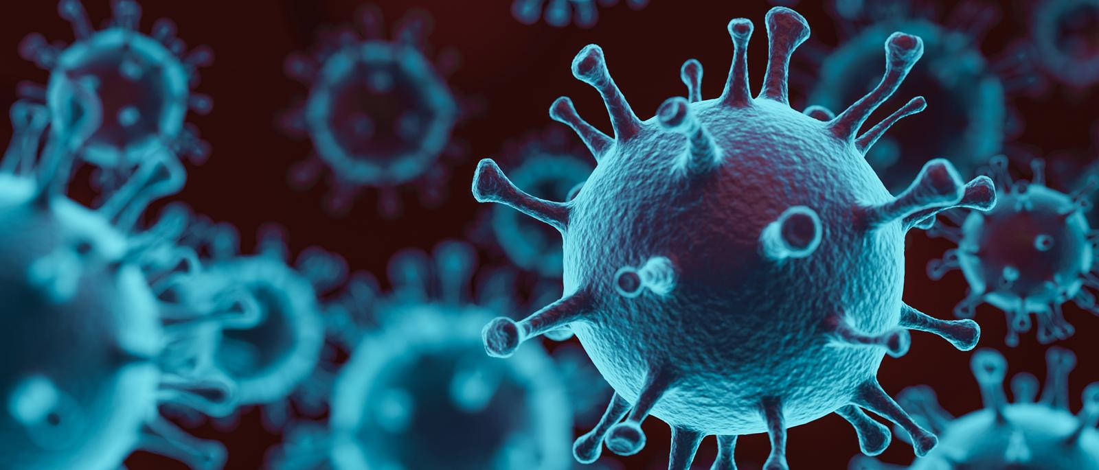 coronavirus, spike proteins, glowing blue, HD Desktop Wallpaper
