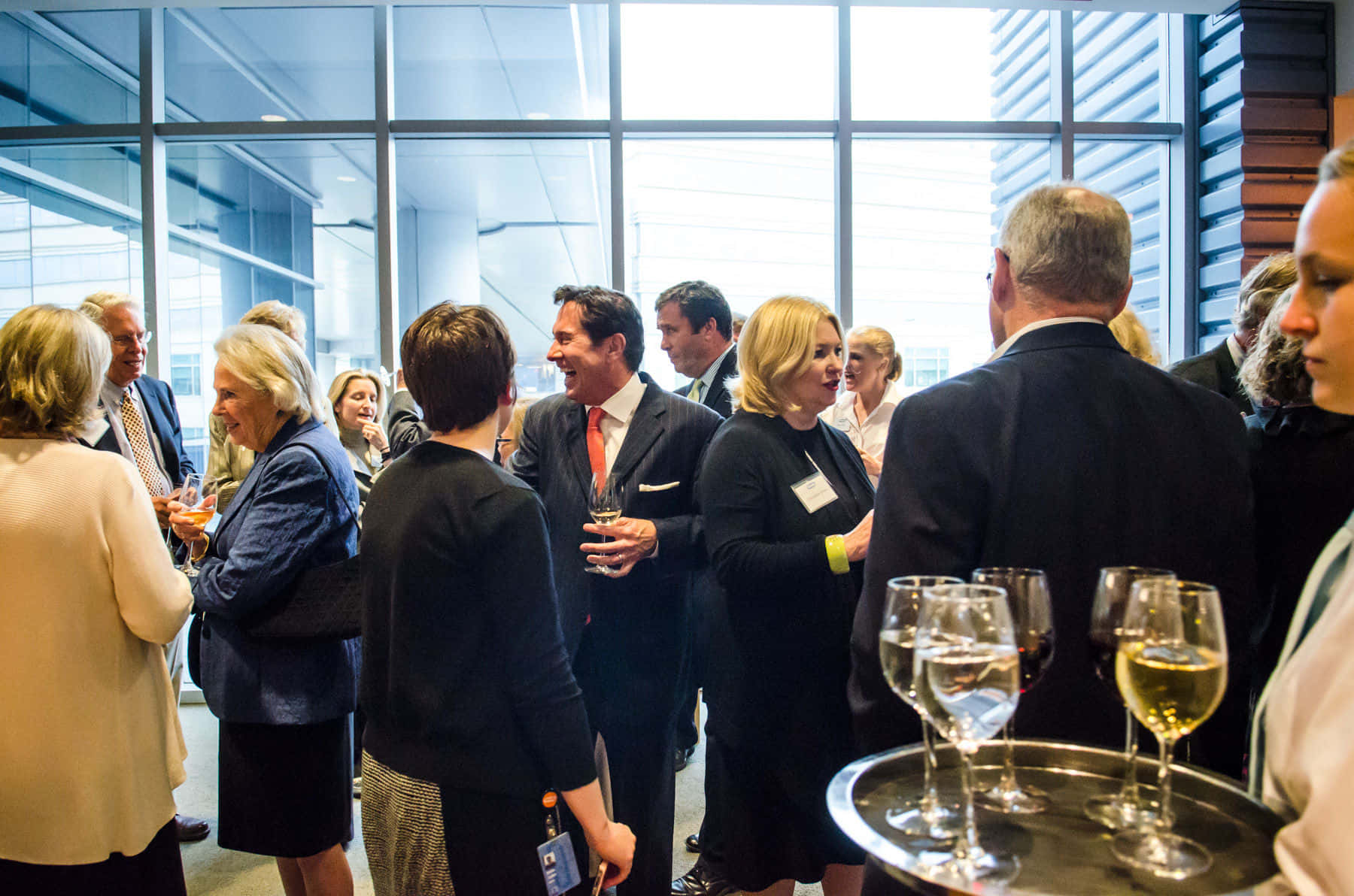 corporate event, business attire, large windows, HD Desktop Wallpaper