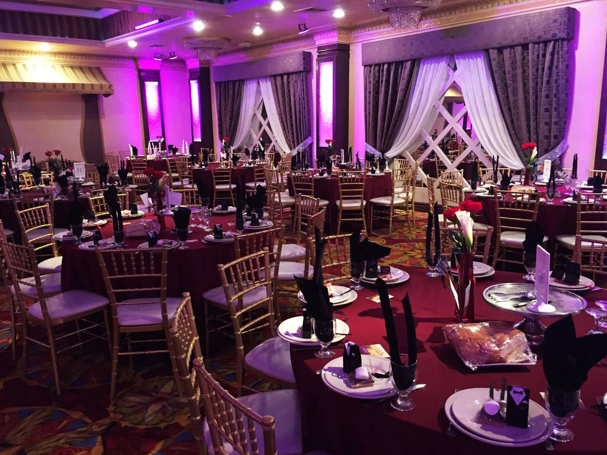 Corporate Event, banquet hall, purple lighting, Full HD Desktop Wallpaper