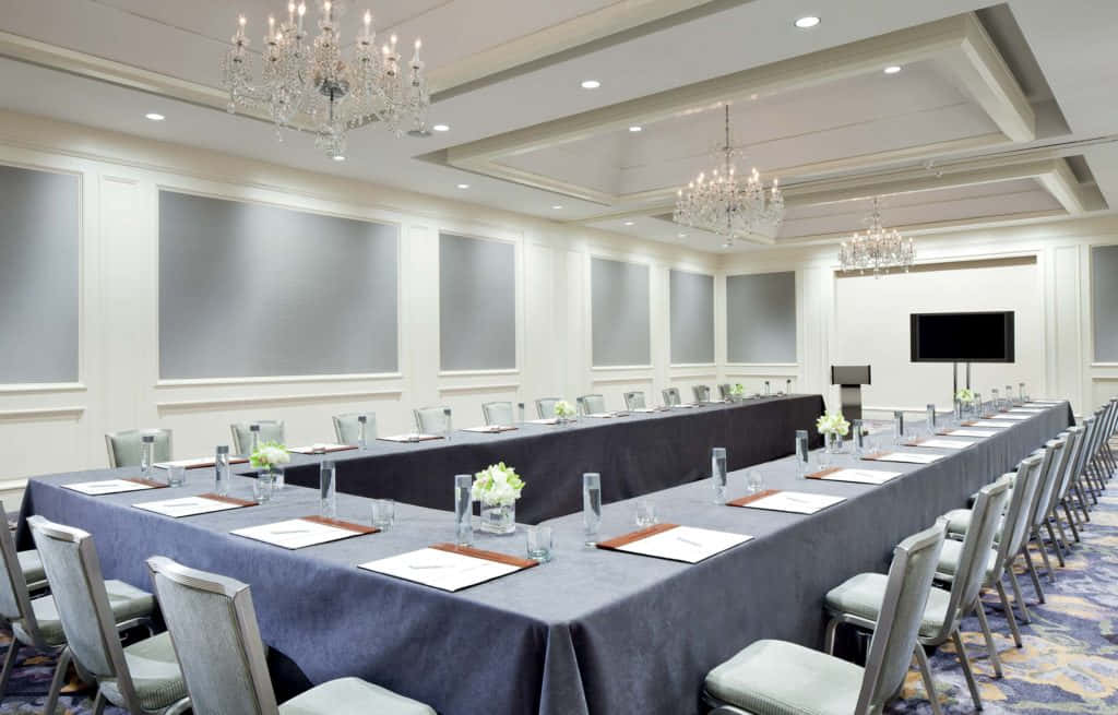 corporate event, elegant conference room, long tables, SD Desktop Wallpaper