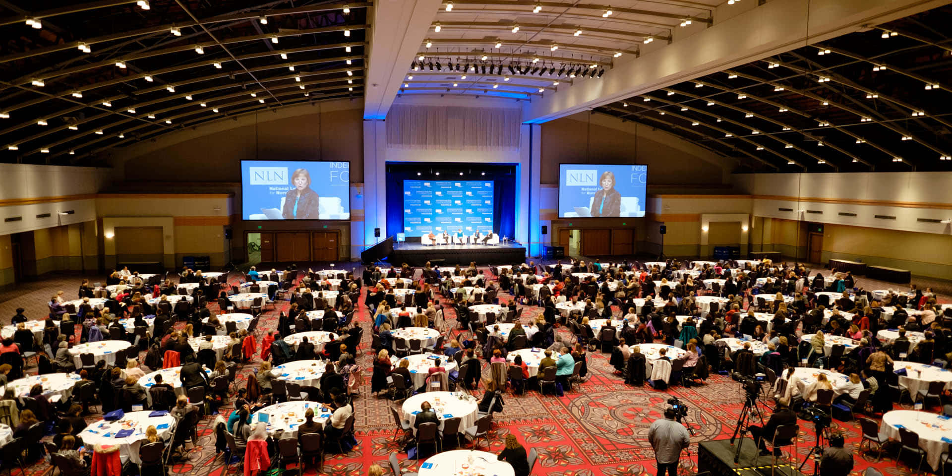 corporate event, conference hall, round tables, Full HD Desktop Wallpaper