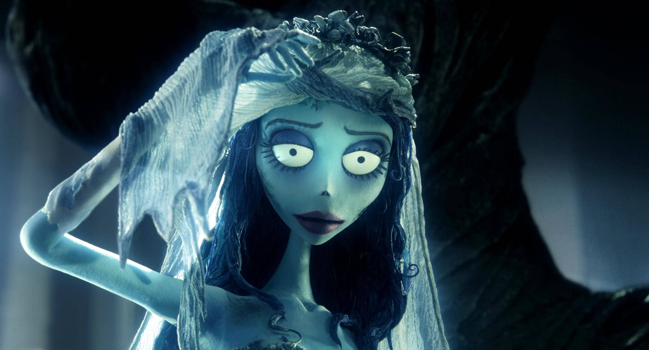 Corpse Bride, dazzled face, pale animated bride, Full HD Desktop Wallpaper