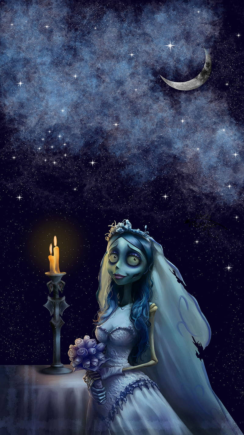 Corpse Bride, Starry Night, blue hair, HD Phone Wallpaper