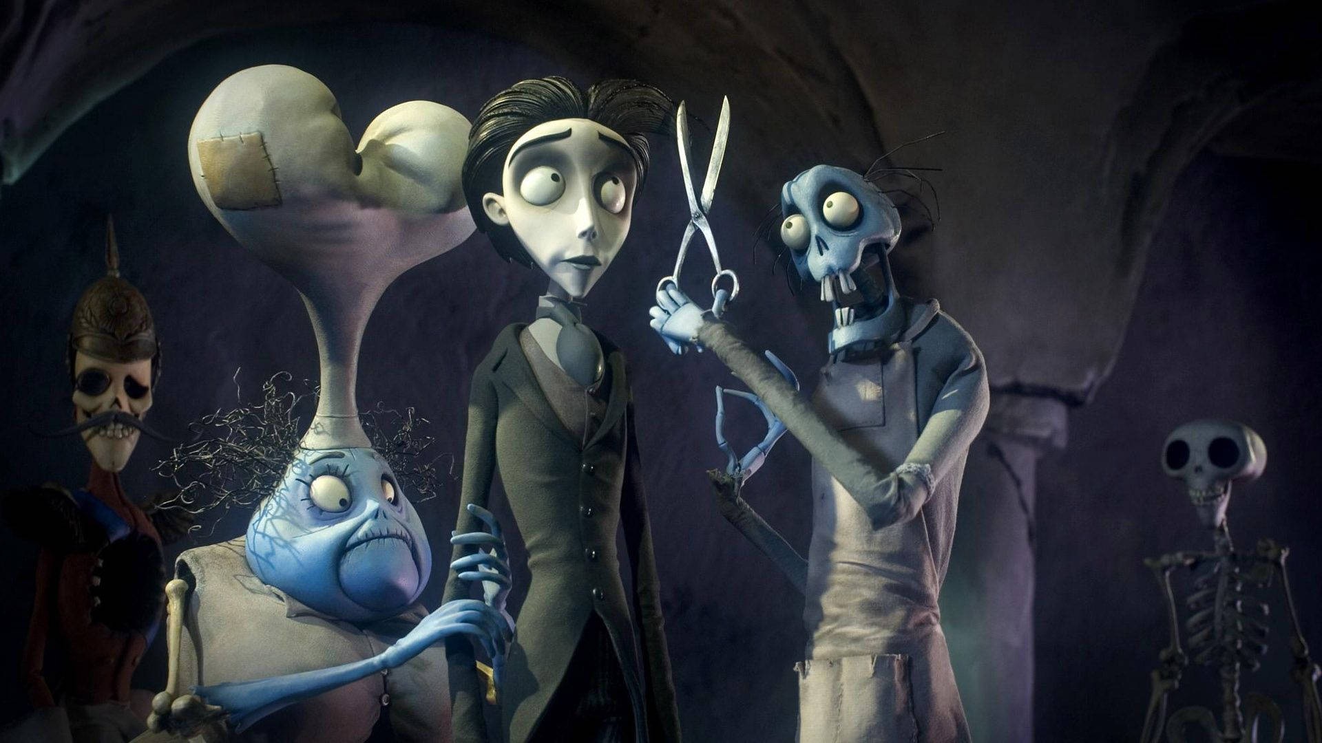 Corpse Bride, skeleton, big scissors, Full HD Desktop Wallpaper
