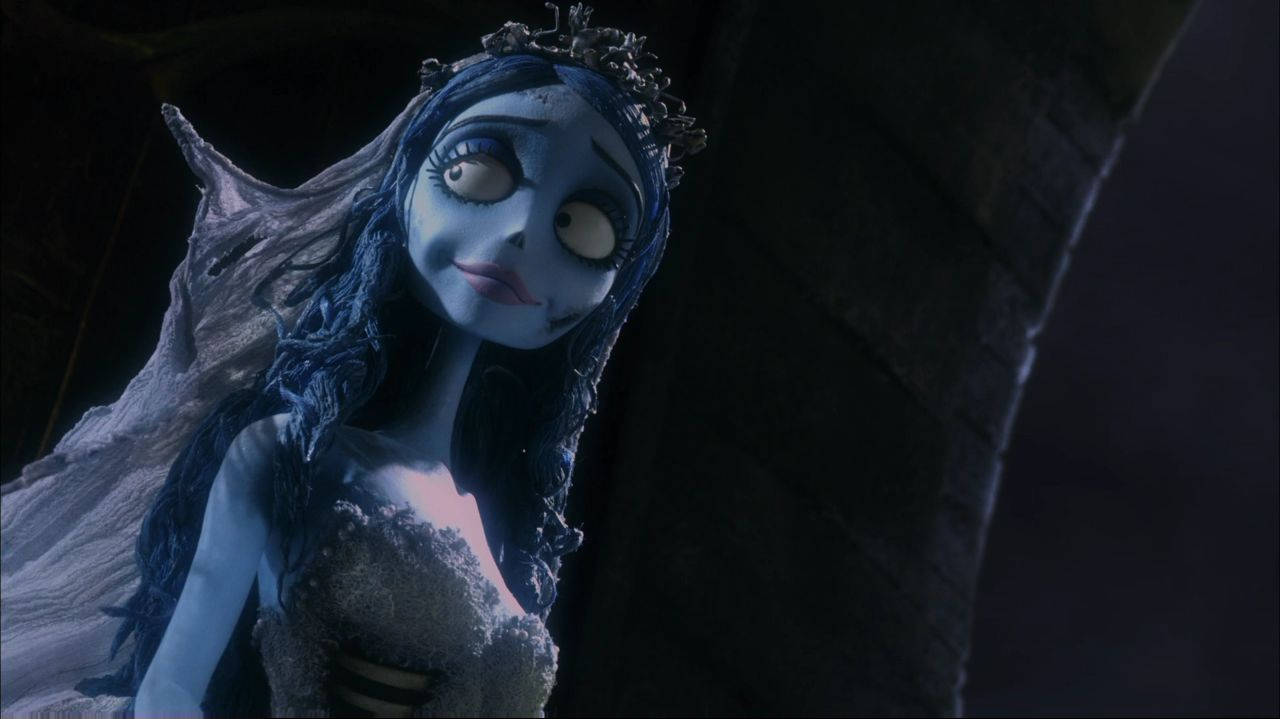 Corpse Bride, pale blue-skinned, long dark hair, HD Desktop Wallpaper