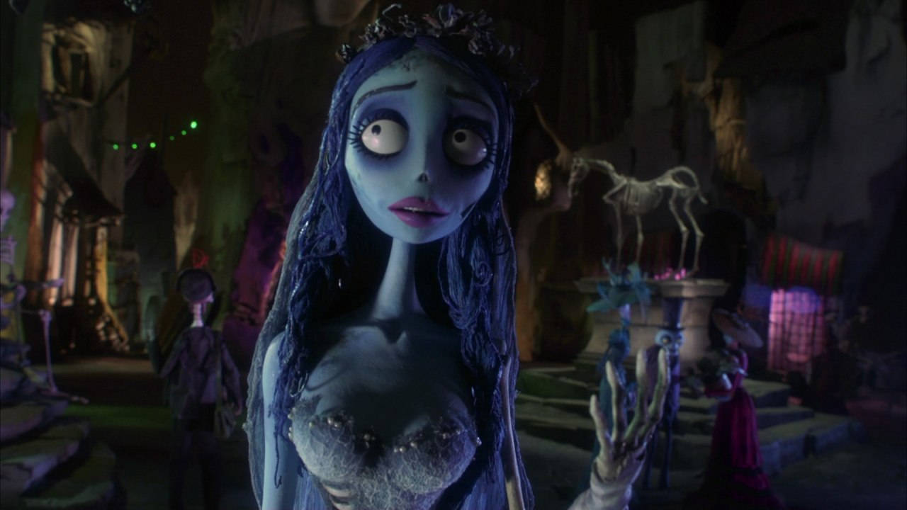 Corpse Bride, pale blue-skinned, long dark hair, HD Desktop Wallpaper