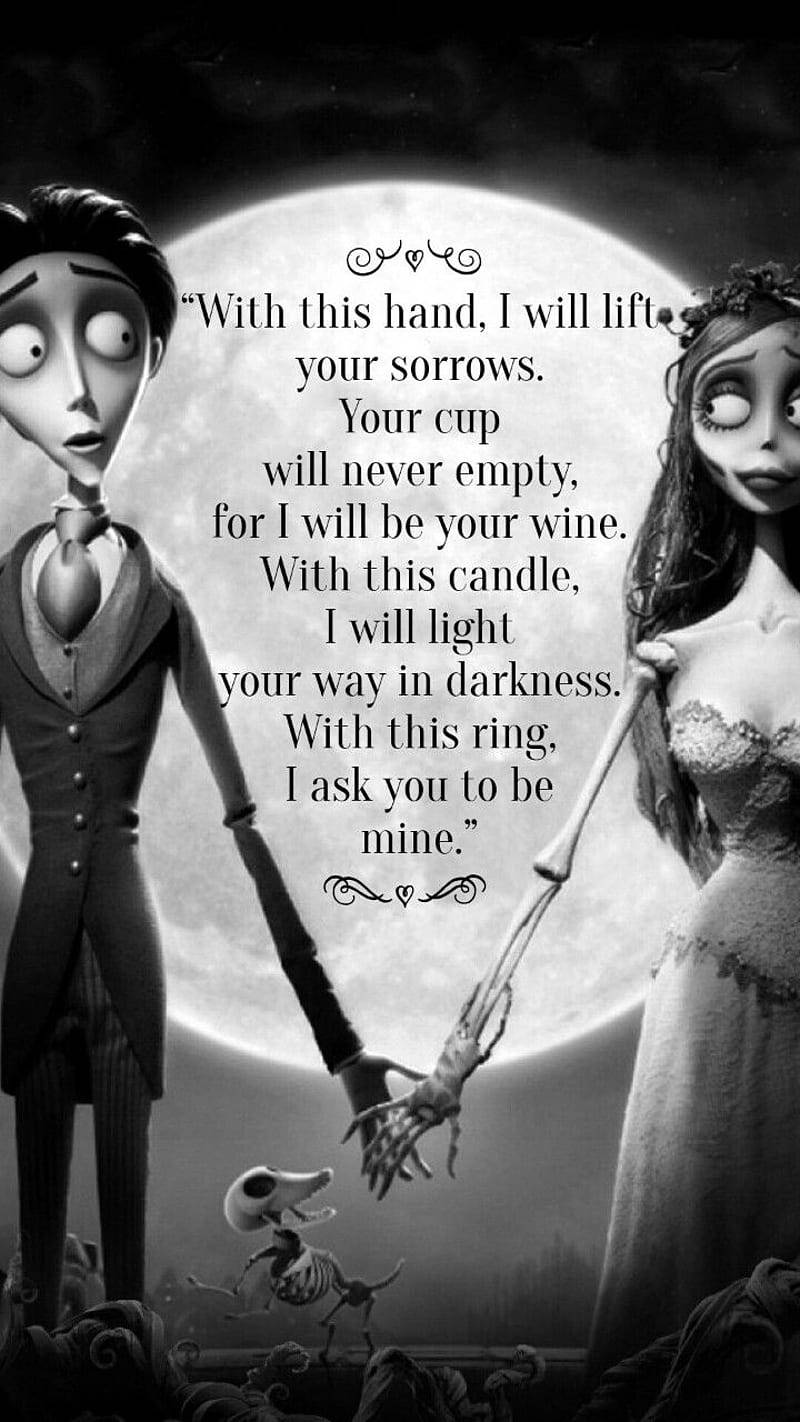 Corpse Bride, full moon, black and white animated couple, HD Phone Wallpaper