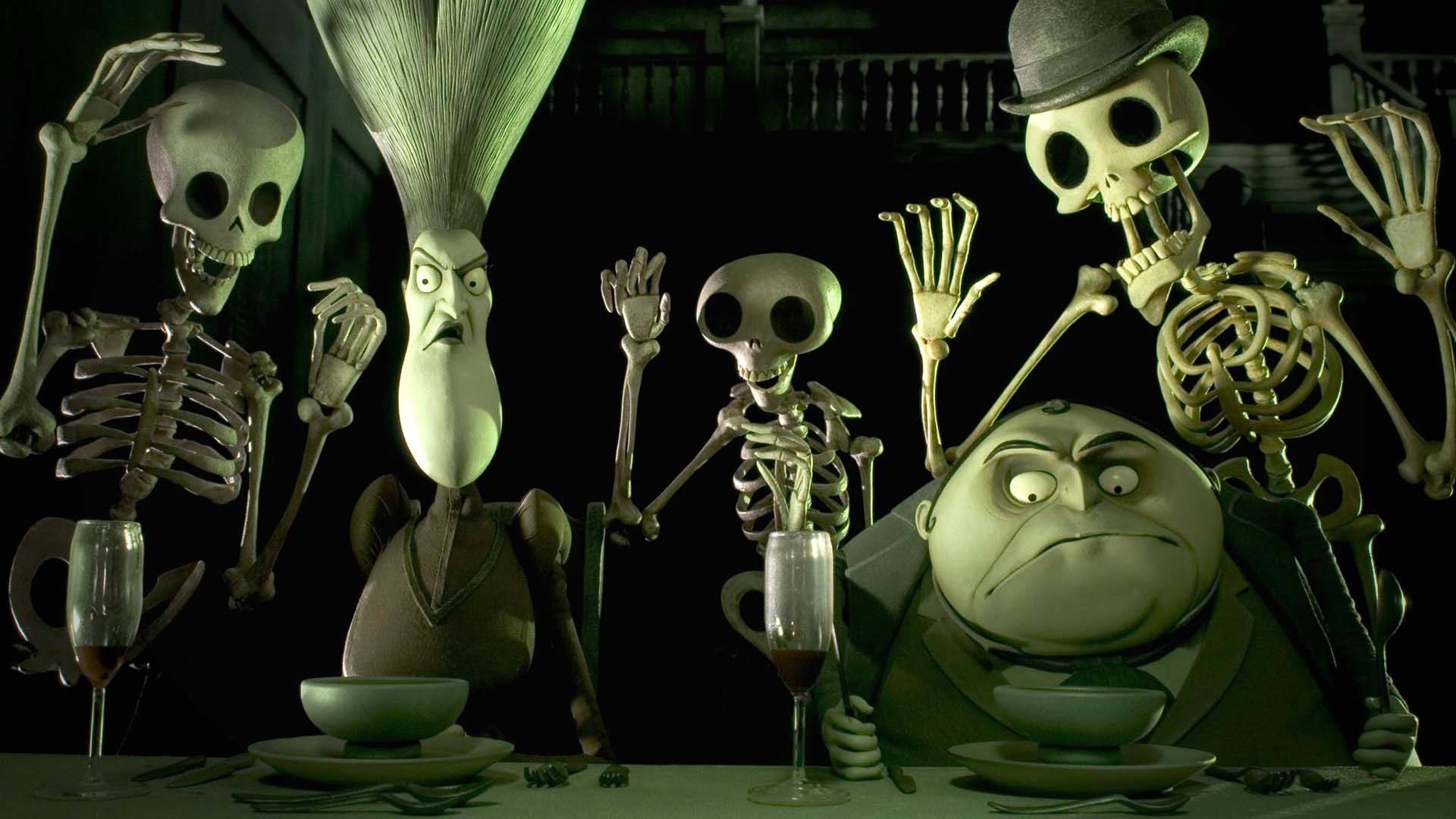 Corpse Bride, skeletal characters, grumpy man with a top hat, Full HD Desktop Wallpaper