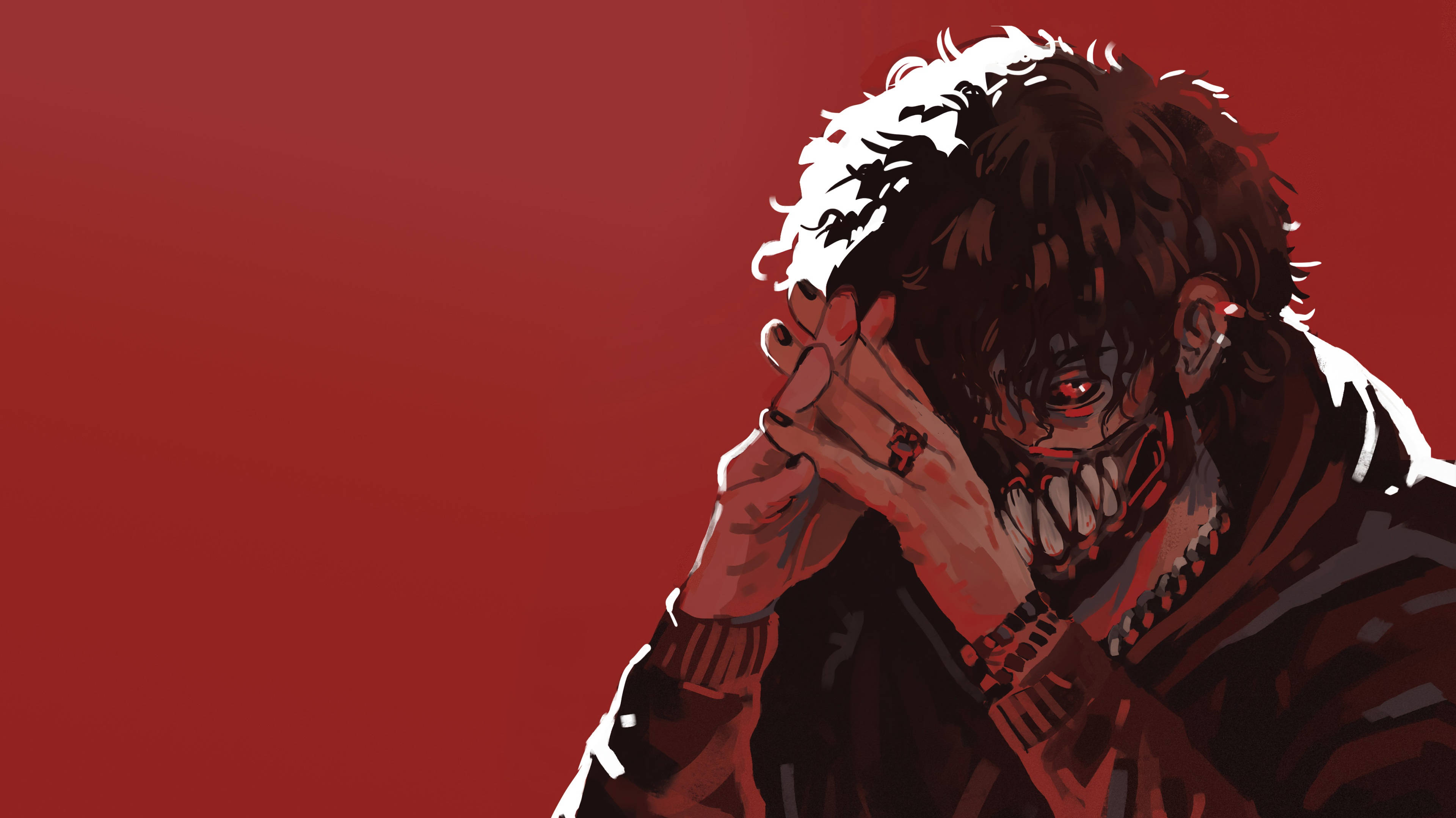Corpse Husband, red eyes, dark hair, 4K Desktop Wallpaper