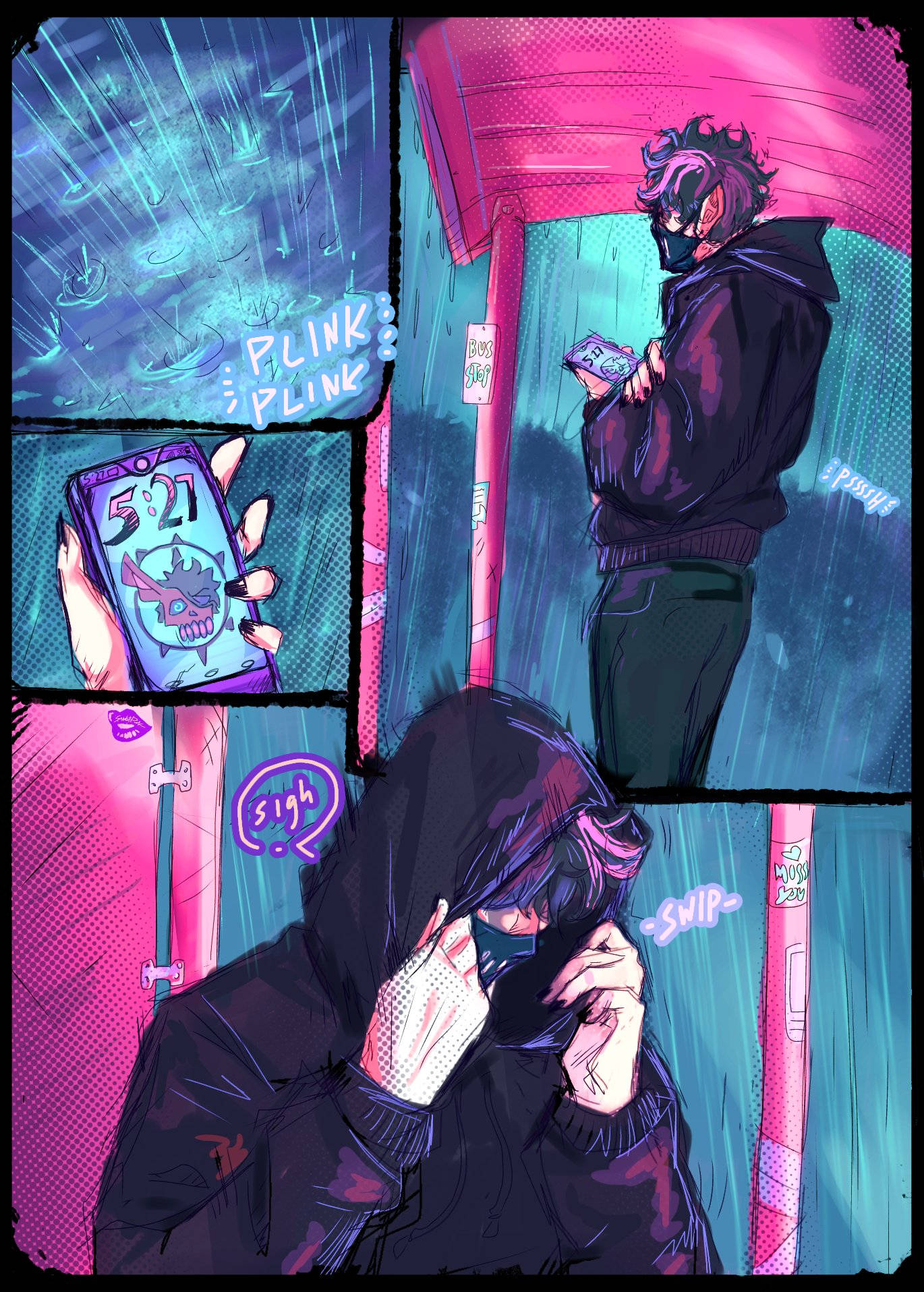 Corpse Husband, hoodie, neon-lit alley, HD Phone Wallpaper