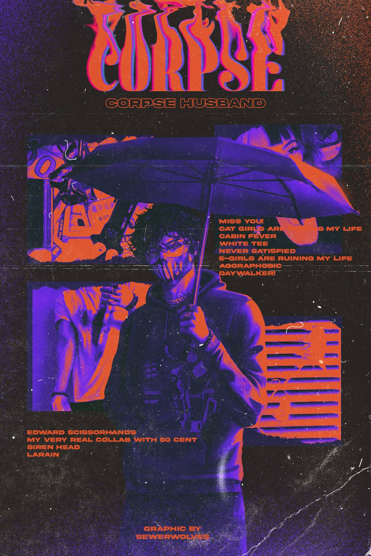 Corpse Husband, orange, neon purple, HD Phone Wallpaper