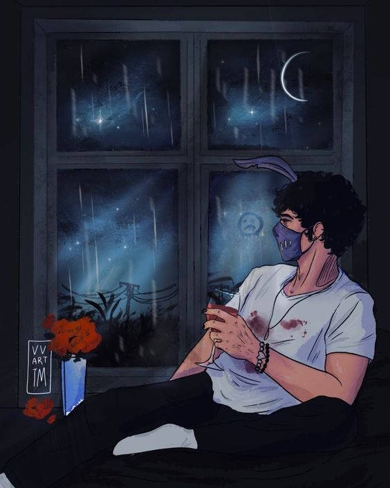 Corpse Husband, white tee, bunny ears, SD Phone Wallpaper