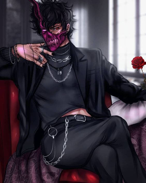 Corpse Husband, fancy suit, purple horns, SD Phone Wallpaper