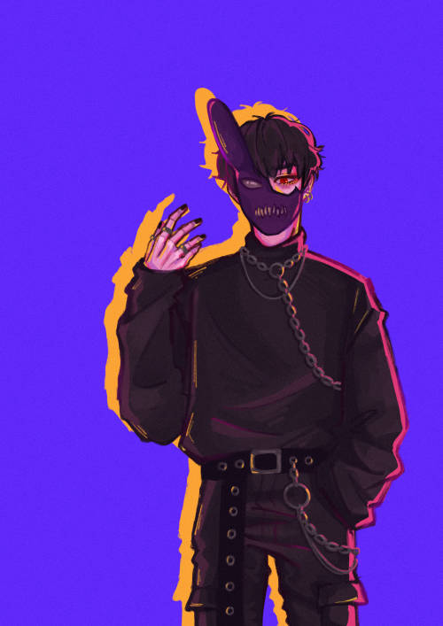 Corpse Husband, rabbit mask, vibrant purple background, SD Phone Wallpaper