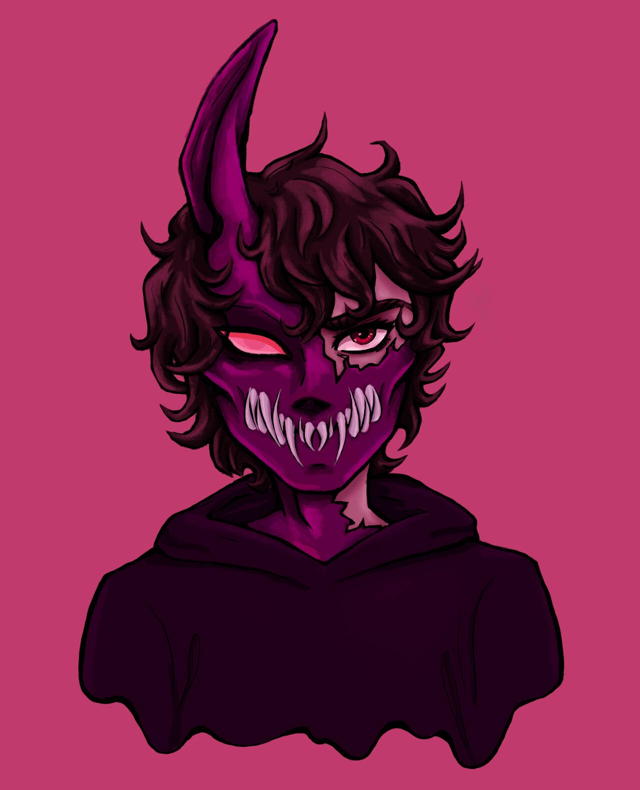 Corpse Husband, pink background, purple demon, HD Phone Wallpaper