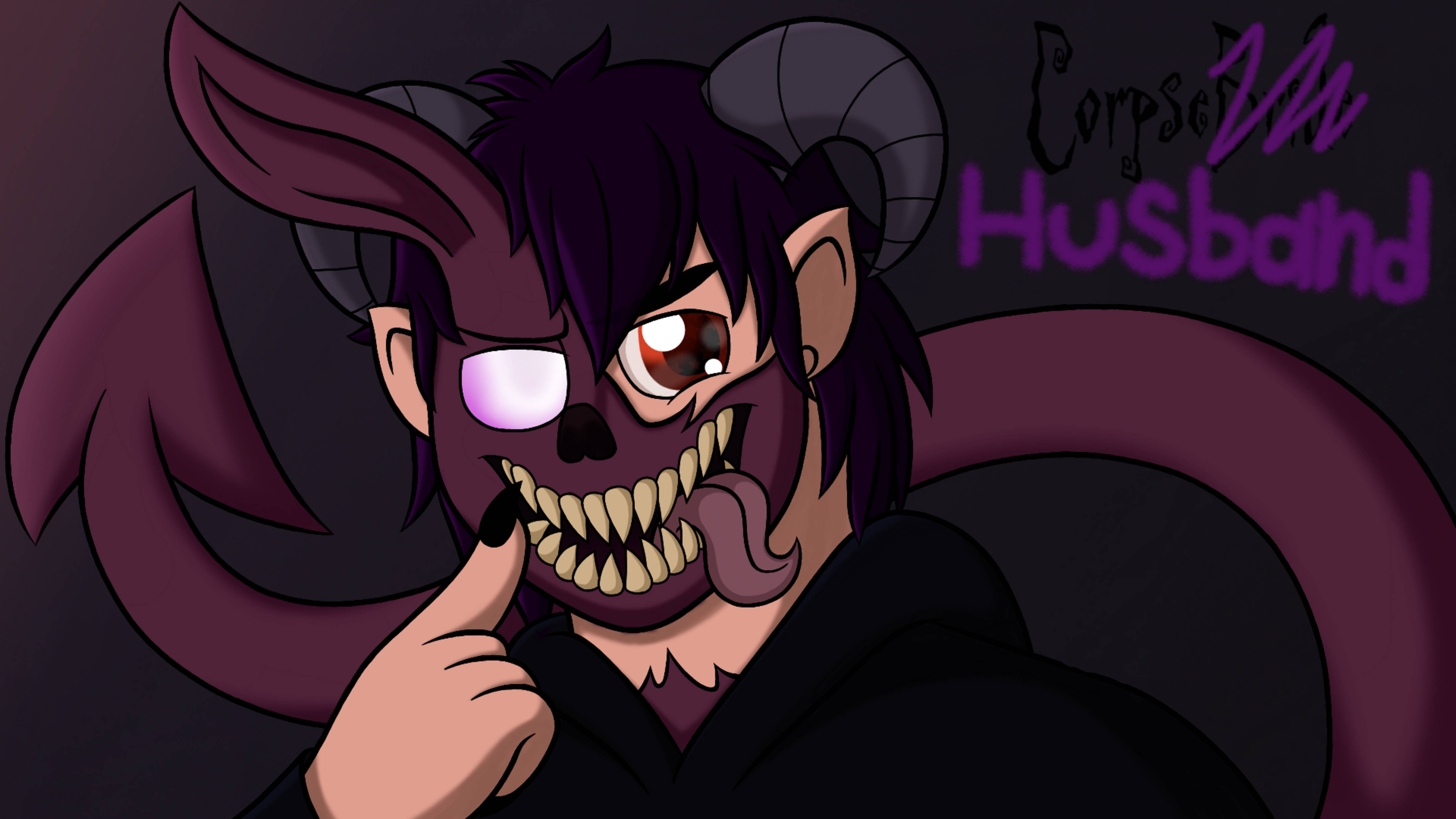 Corpse Husband, chibi art, purple demon, 4K Desktop Wallpaper