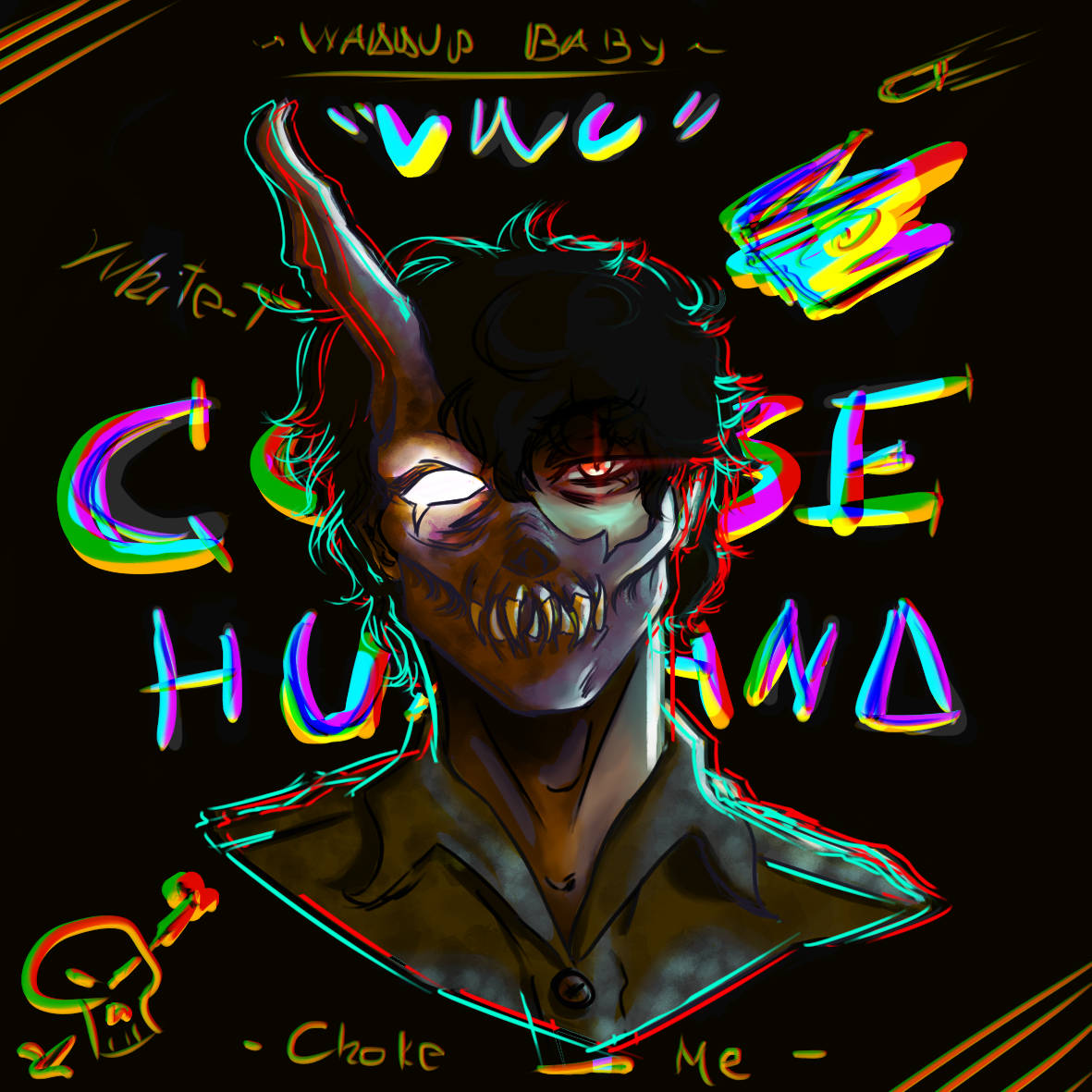 Corpse Husband, demonic figure, glowing eyes, SD Desktop Wallpaper