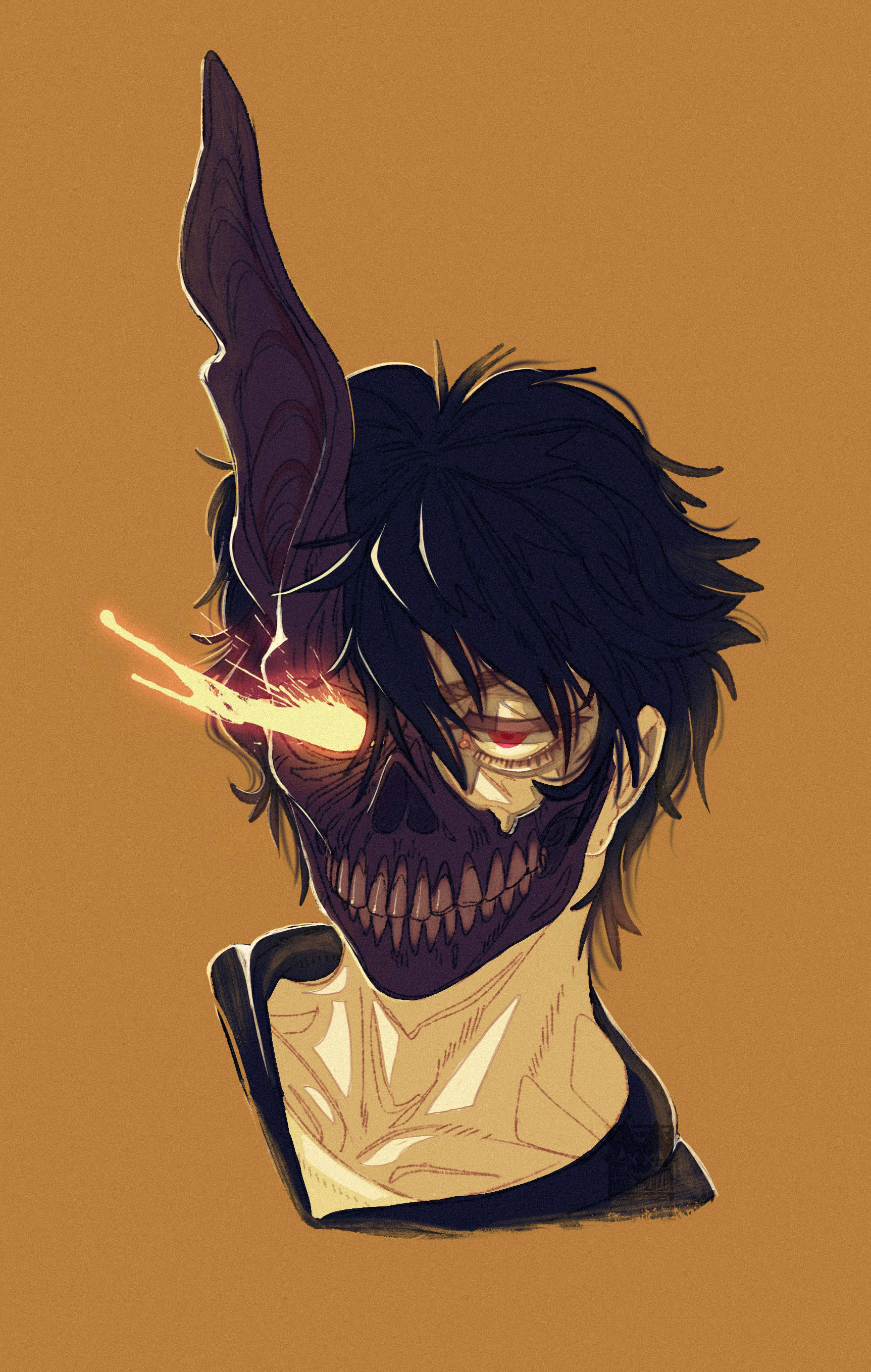Corpse Husband, yellow art, glowing eye, 2K Phone Wallpaper