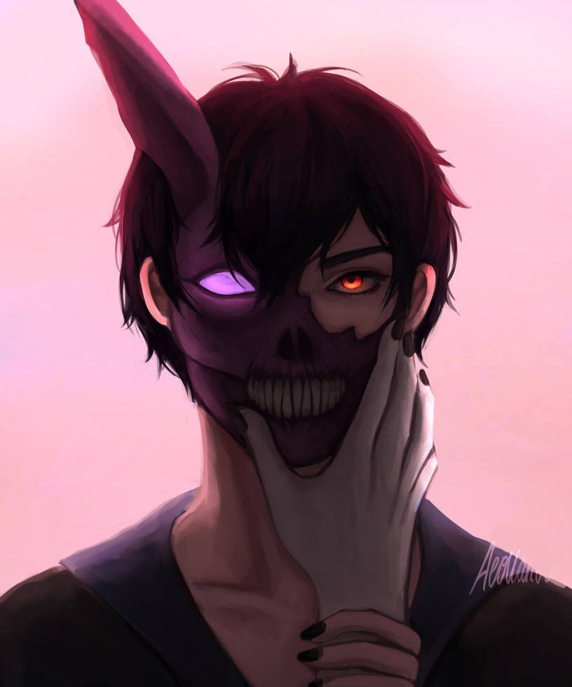 Corpse Husband, skull mask, glowing eyes, SD Phone Wallpaper