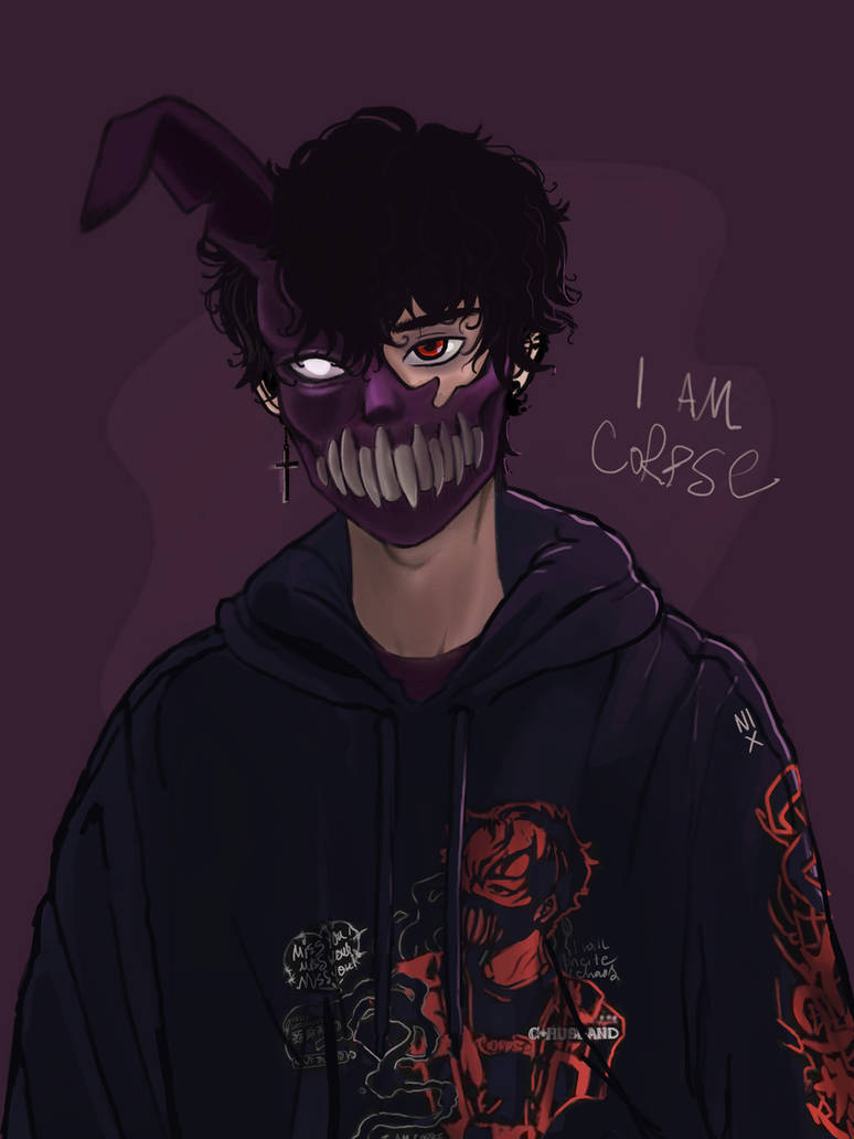Corpse Husband, purple skull mask, bunny ears, SD Phone Wallpaper