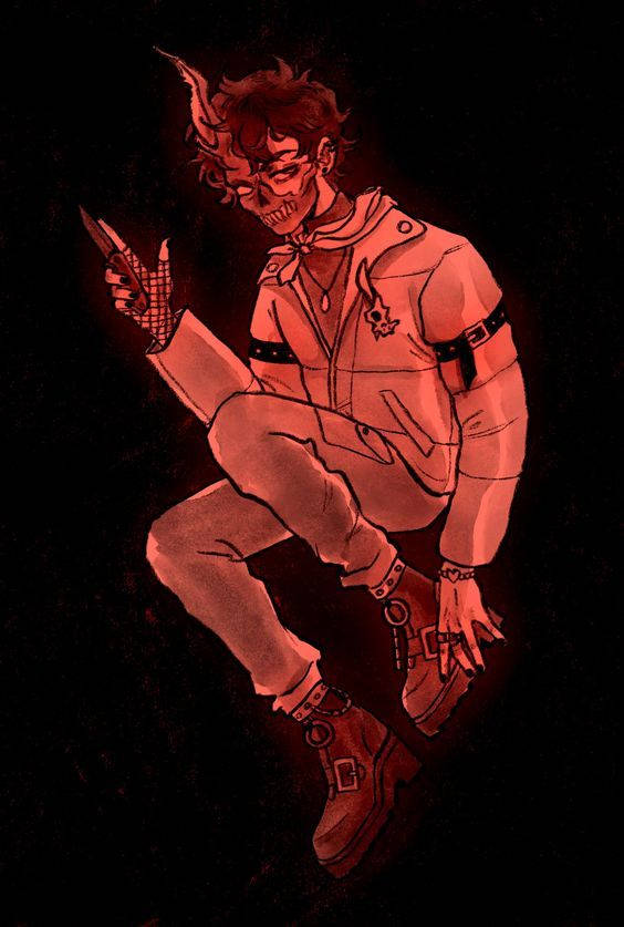 Corpse Husband, white outfit, demonic anime character, SD Phone Wallpaper