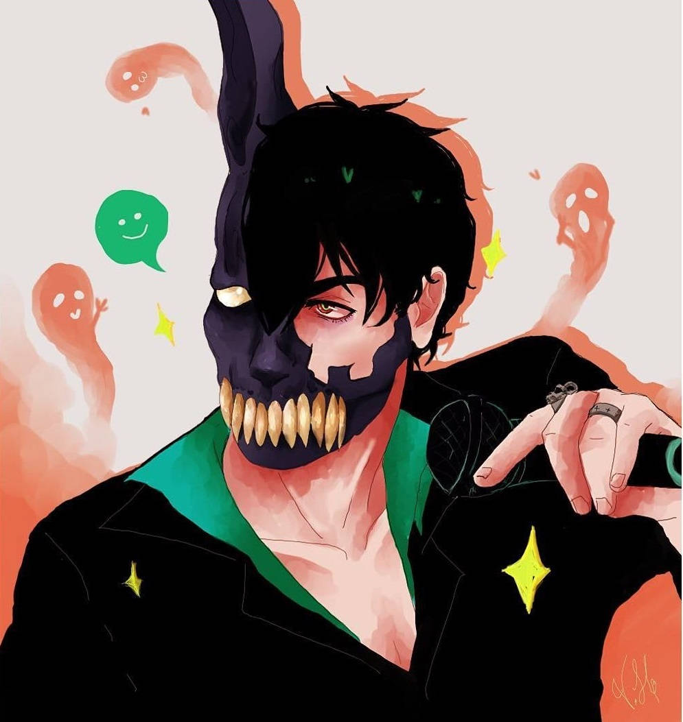 Corpse Husband, black skull mask, golden teeth, SD Phone Wallpaper