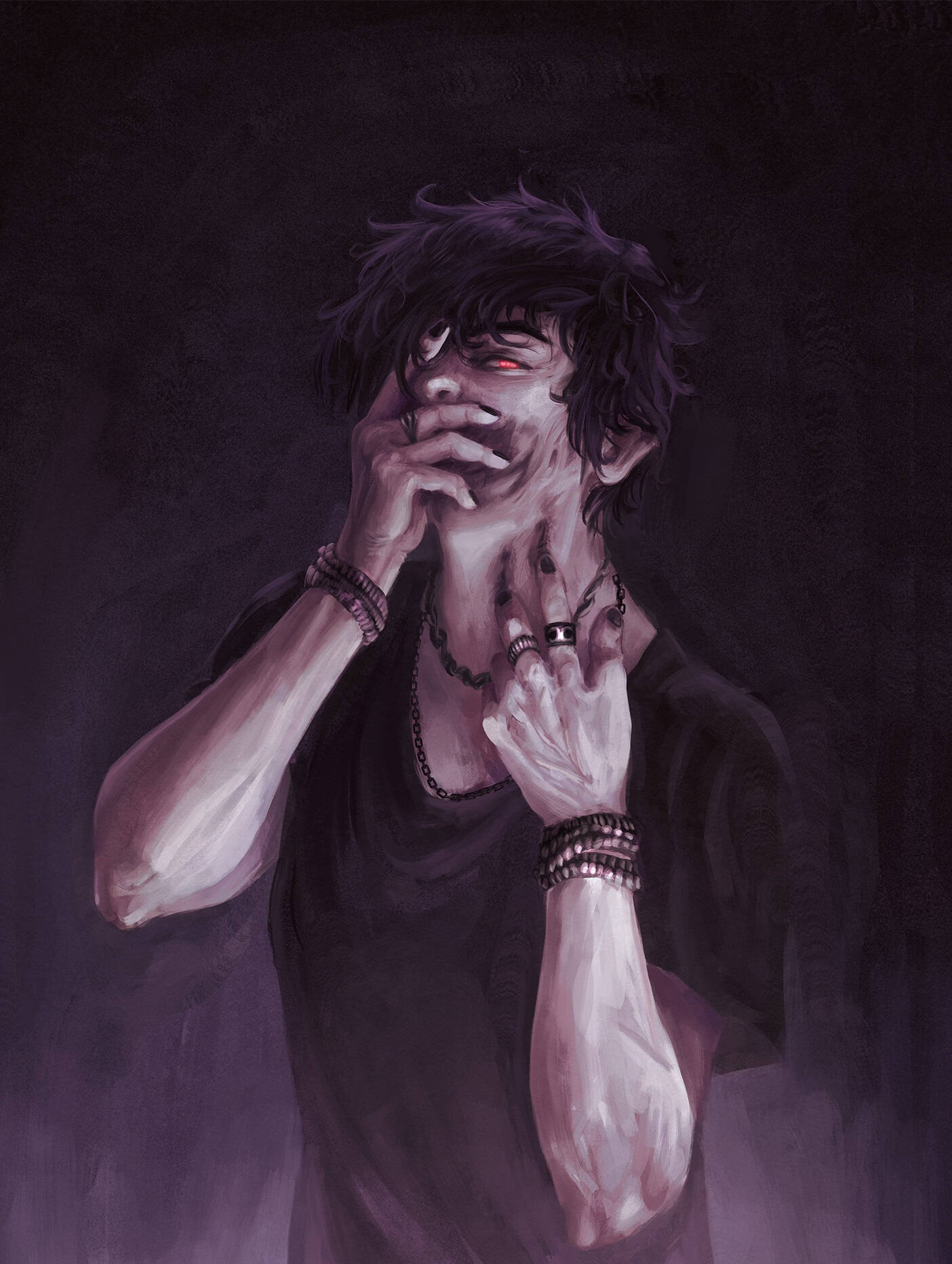 Corpse Husband, emo art, glowing red eyes, HD Phone Wallpaper