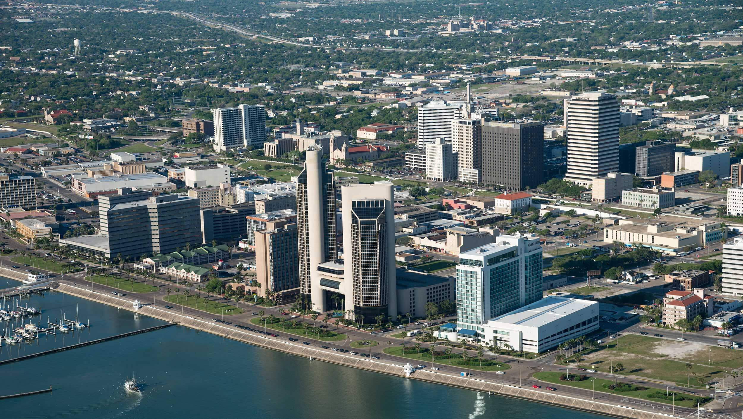Corpus Christi, aerial view, modern cityscape, Full HD Desktop Wallpaper