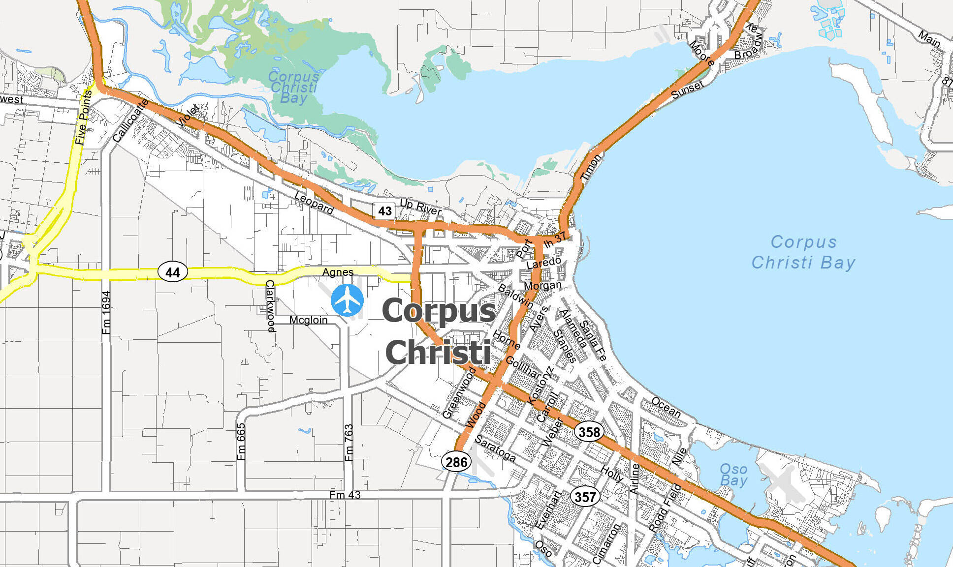 Corpus Christi, highway map, streets, Full HD Desktop Wallpaper