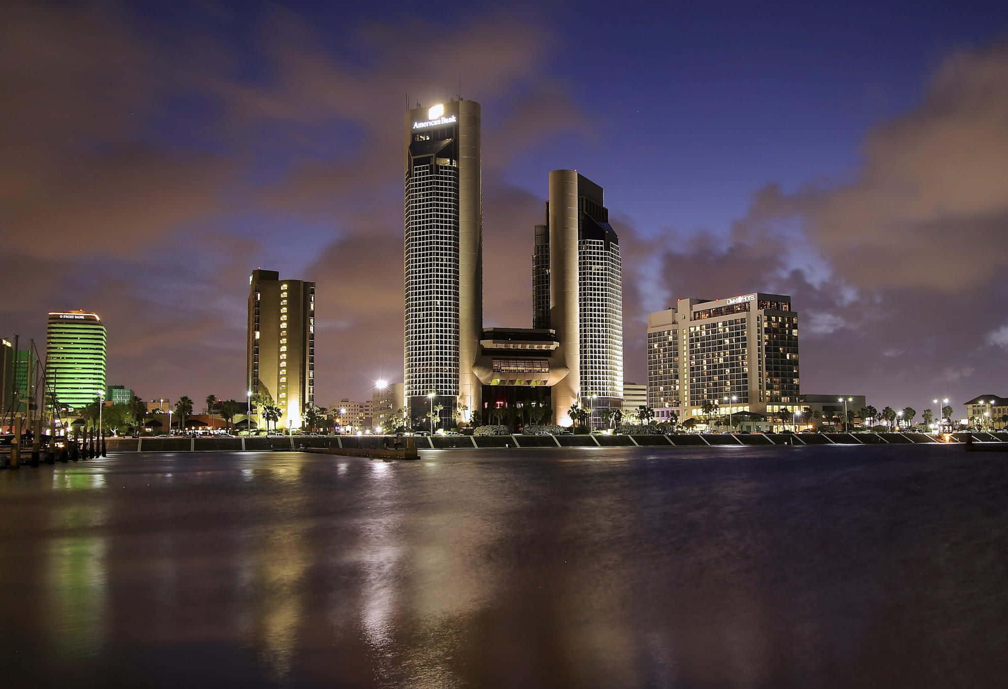 Corpus Christi, skyline, twilight, Full HD Desktop Wallpaper