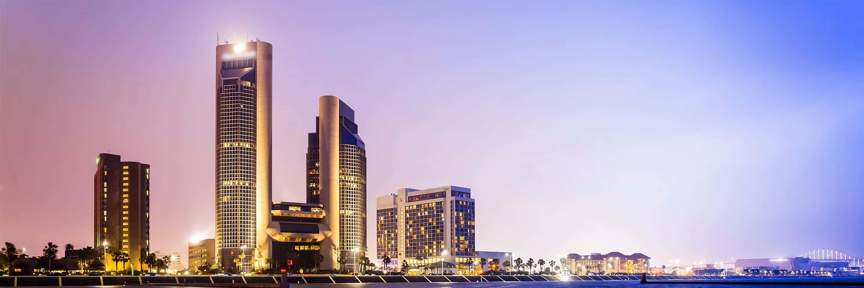 Corpus Christi, skyline, dusk, 2K Desktop Wallpaper