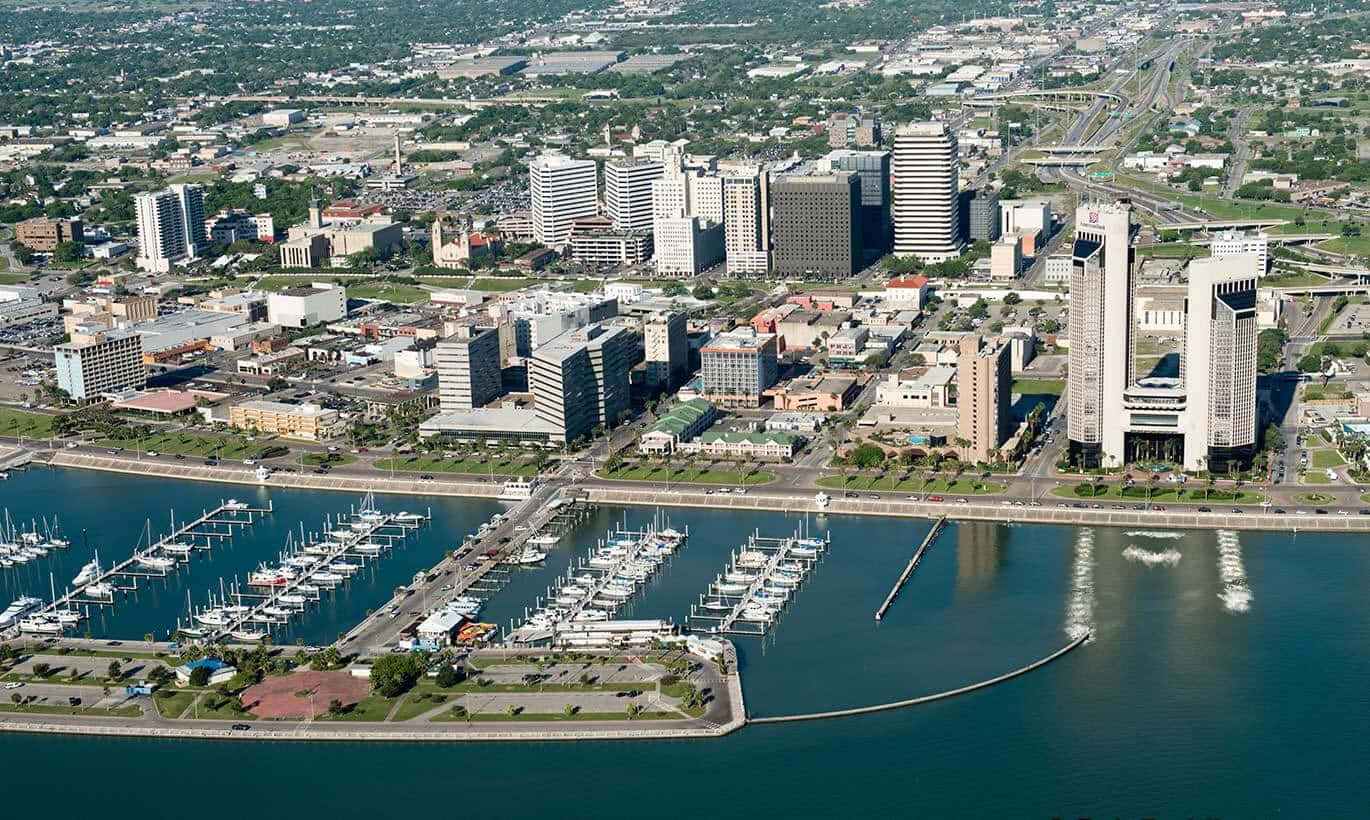 Corpus Christi, downtown, aerial view, HD Desktop Wallpaper