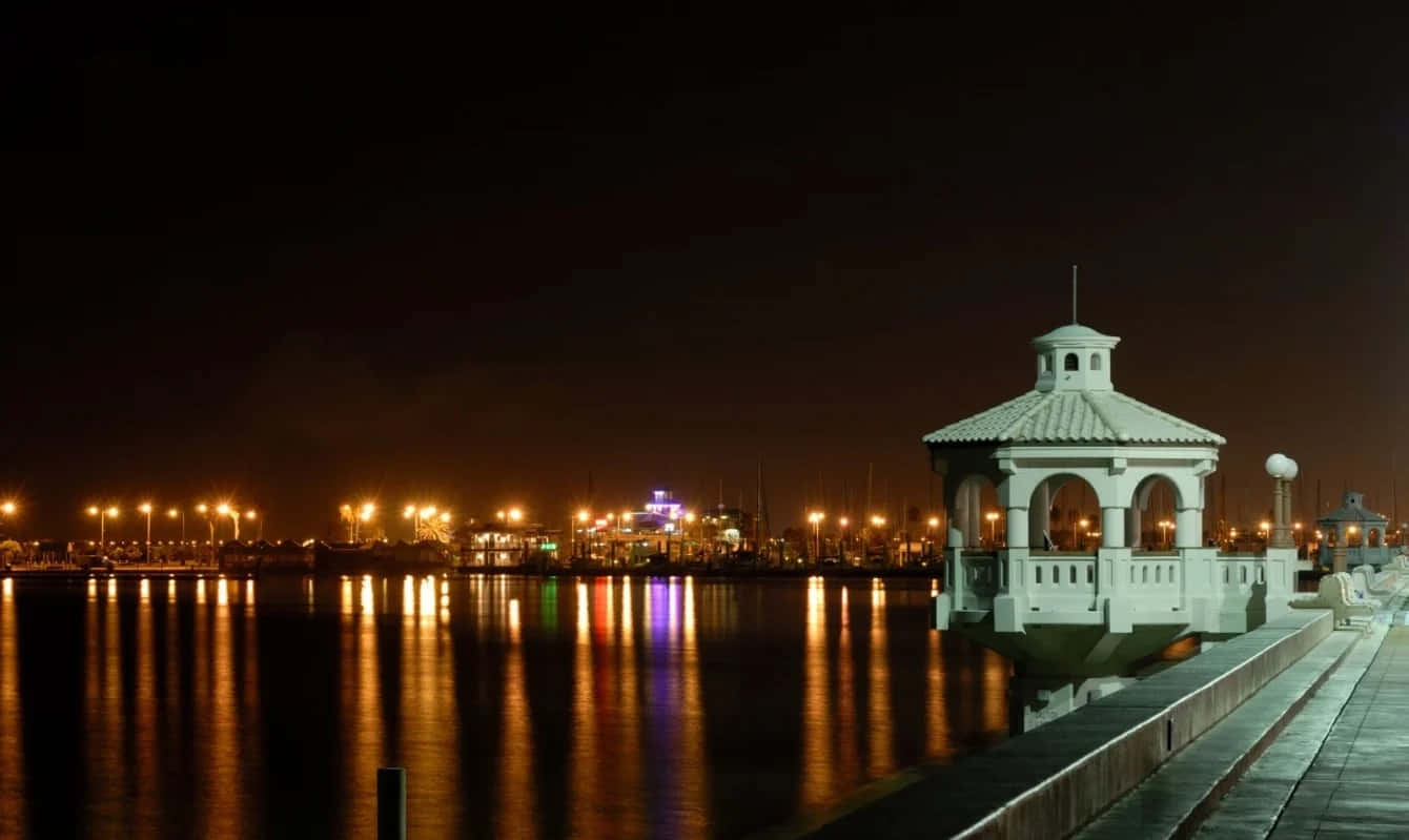 Corpus Christi, waterfront, night scene, HD Desktop Wallpaper
