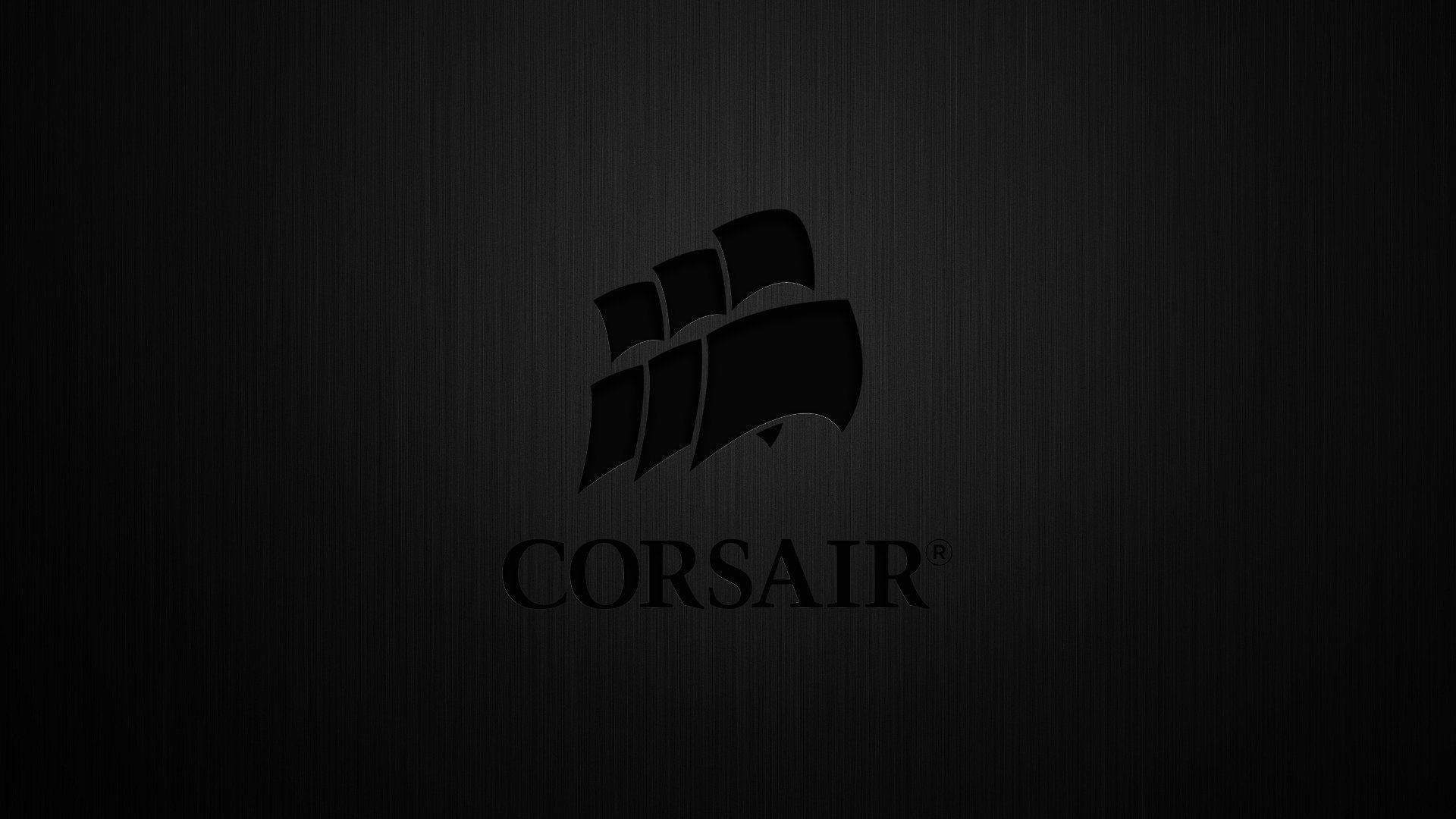 Corsair, black silhouette, brushed metal texture, Full HD Desktop Wallpaper