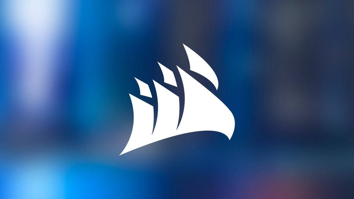 Corsair, blue blur, white stylized ship logo, SD Desktop Wallpaper