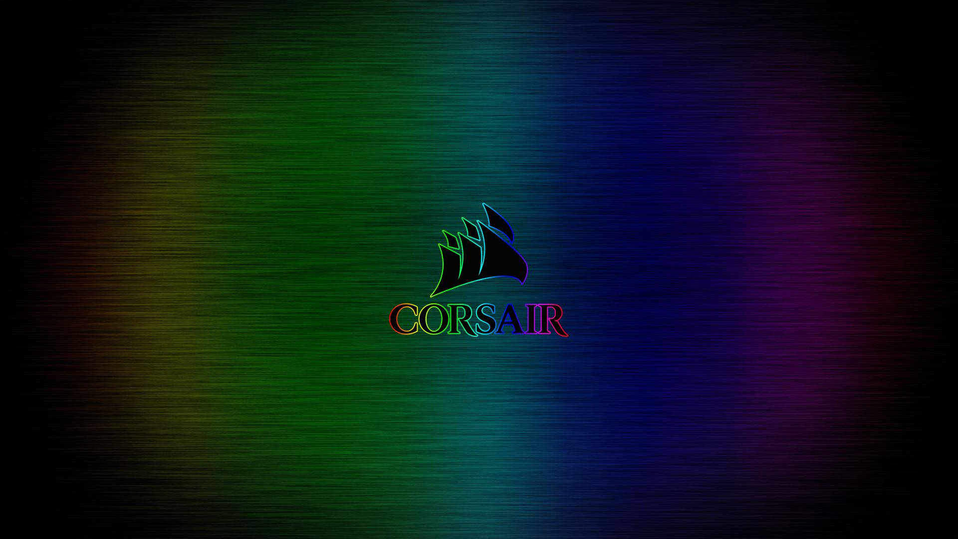 Corsair, rainbow hues, brushed metal gradient background, Full HD Desktop Wallpaper
