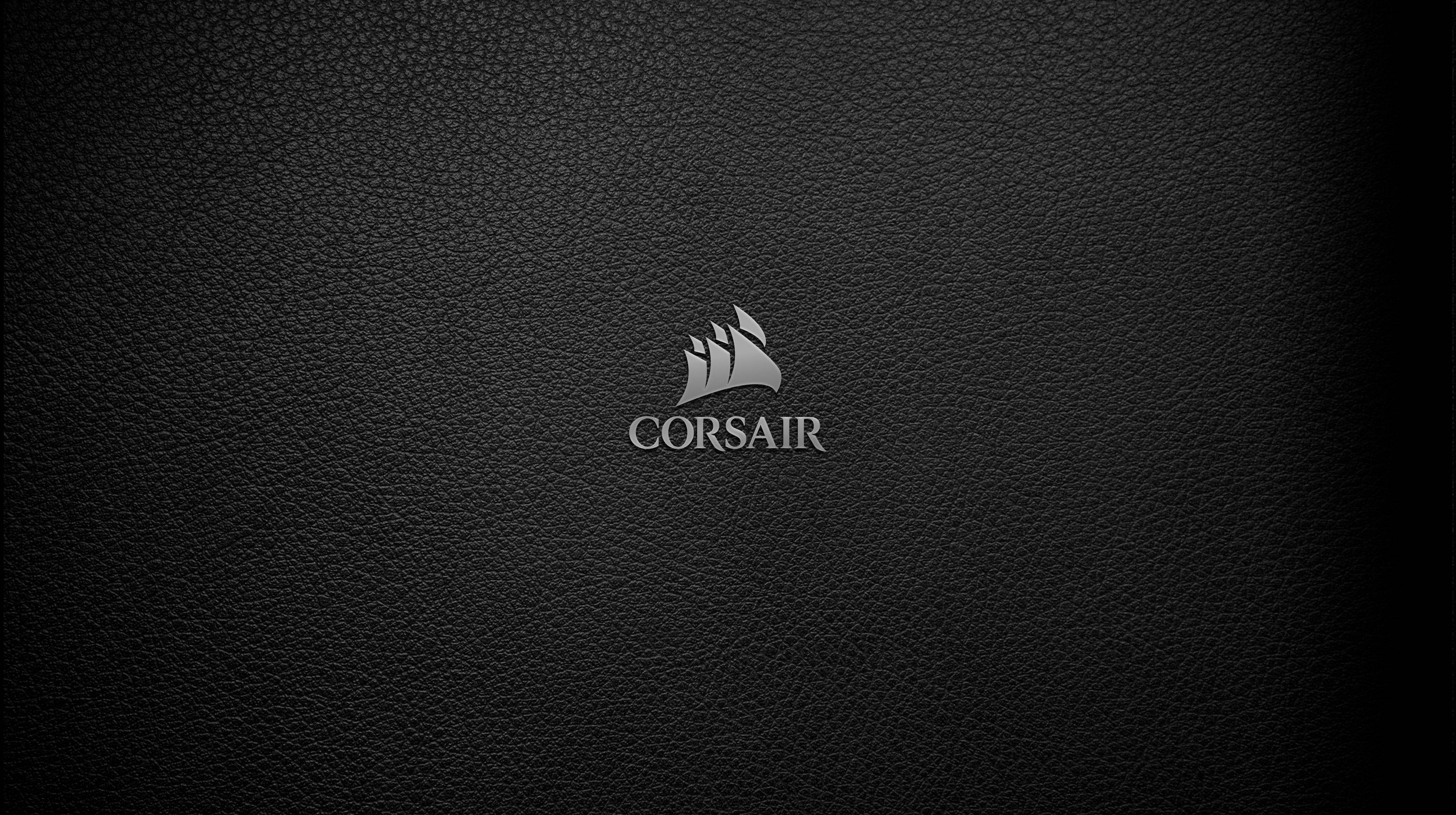 Corsair, black leather, silver Corsair logo, 4K Desktop Wallpaper
