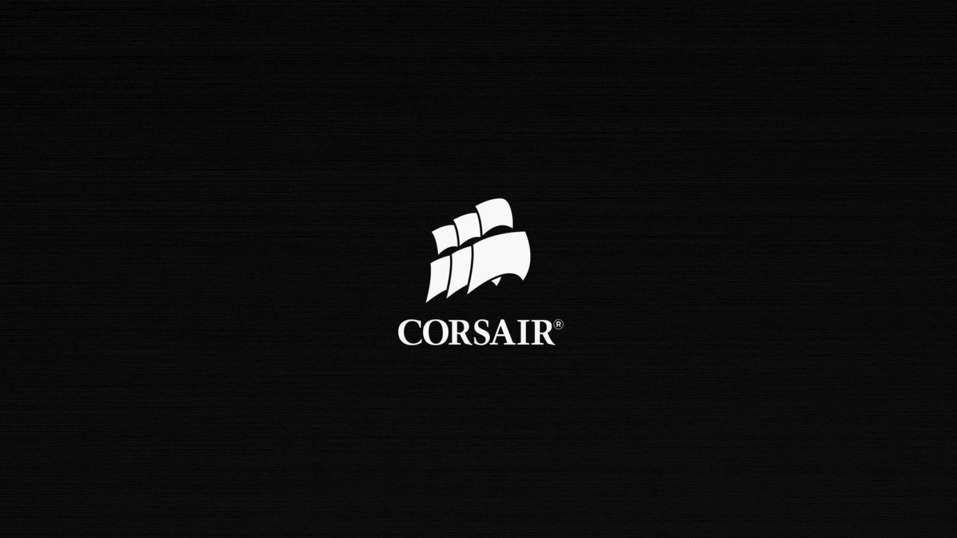 Corsair, black background, white Corsair logo, Full HD Desktop Wallpaper
