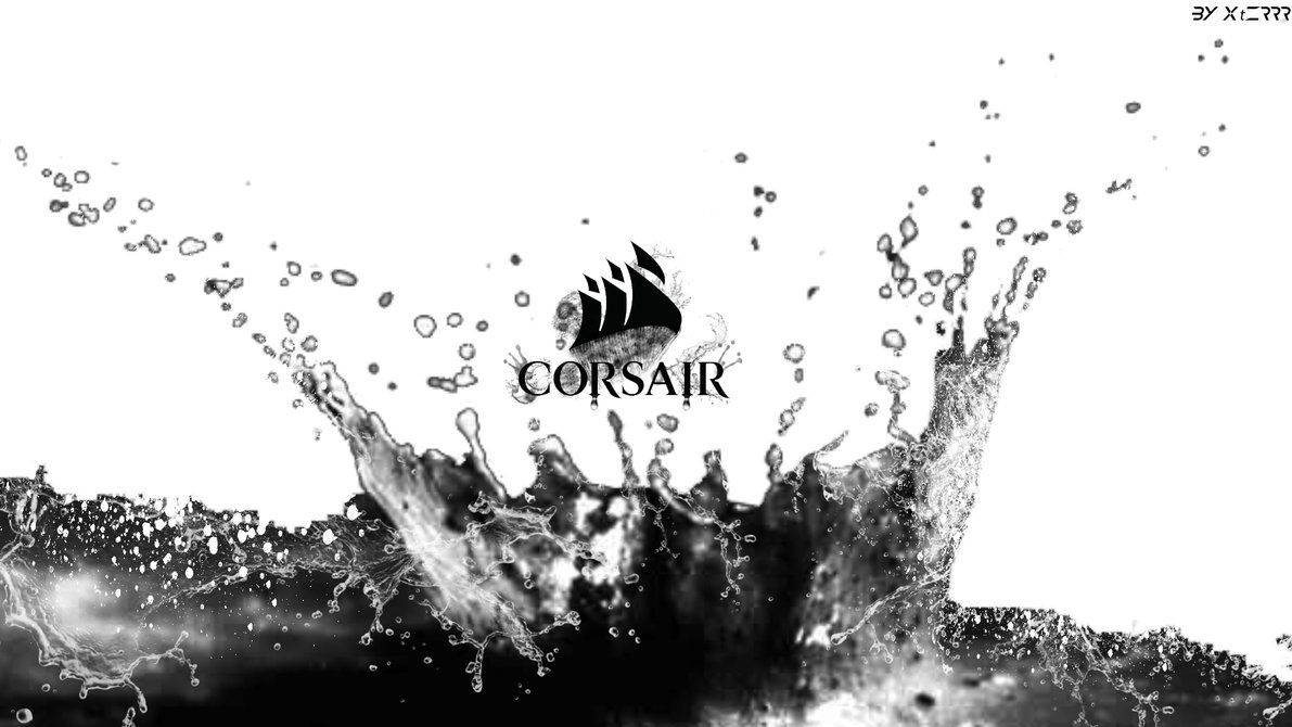 White Corsair, Corsair logo, water splash, SD Desktop Wallpaper