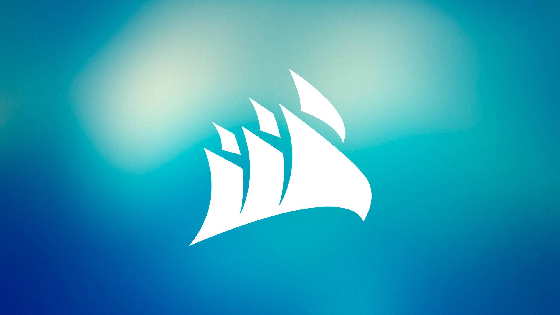 Corsair, abstract blue sky, white stylized ship logo, Full HD Desktop Wallpaper